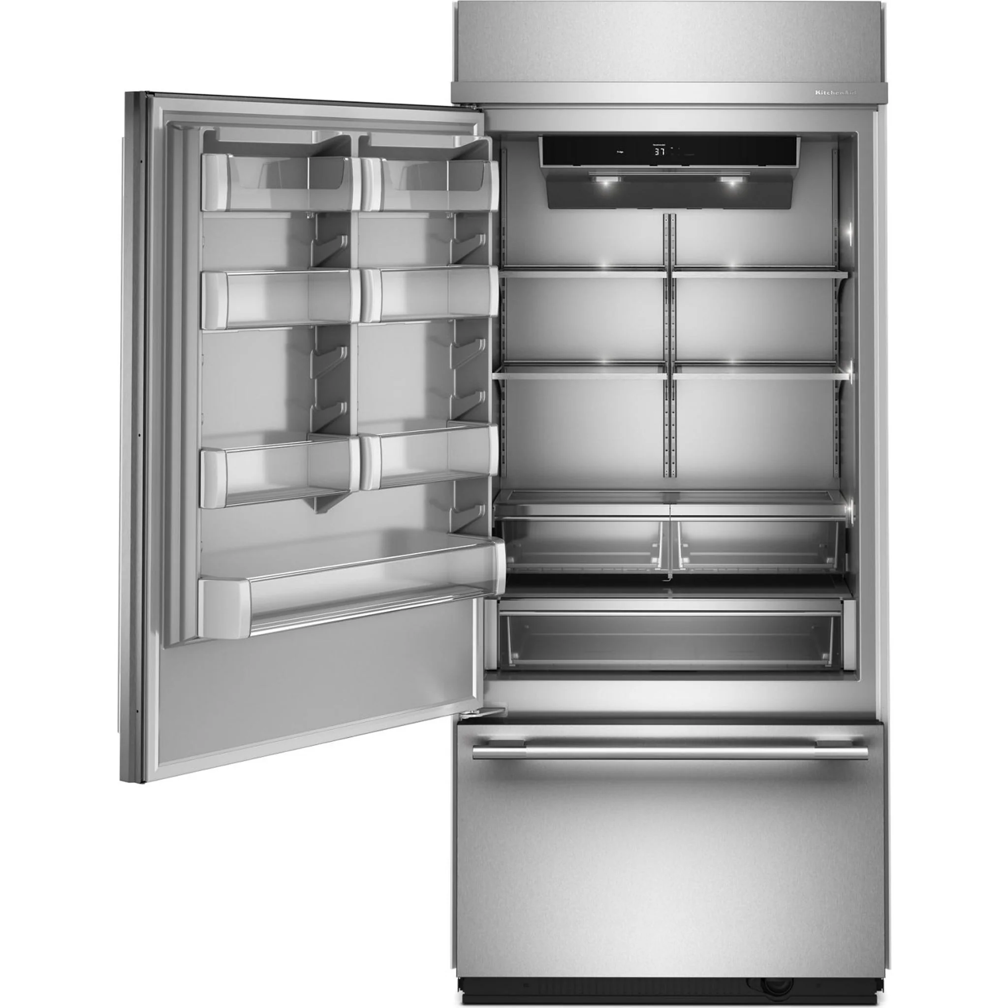KitchenAid 20.8 Cu. Ft. 36" Built-In Bottom Mount Refrigerator with Platinum Interior -Stainless Steel with PrintShield™ Finish (KBBL336SPS) - Image 2