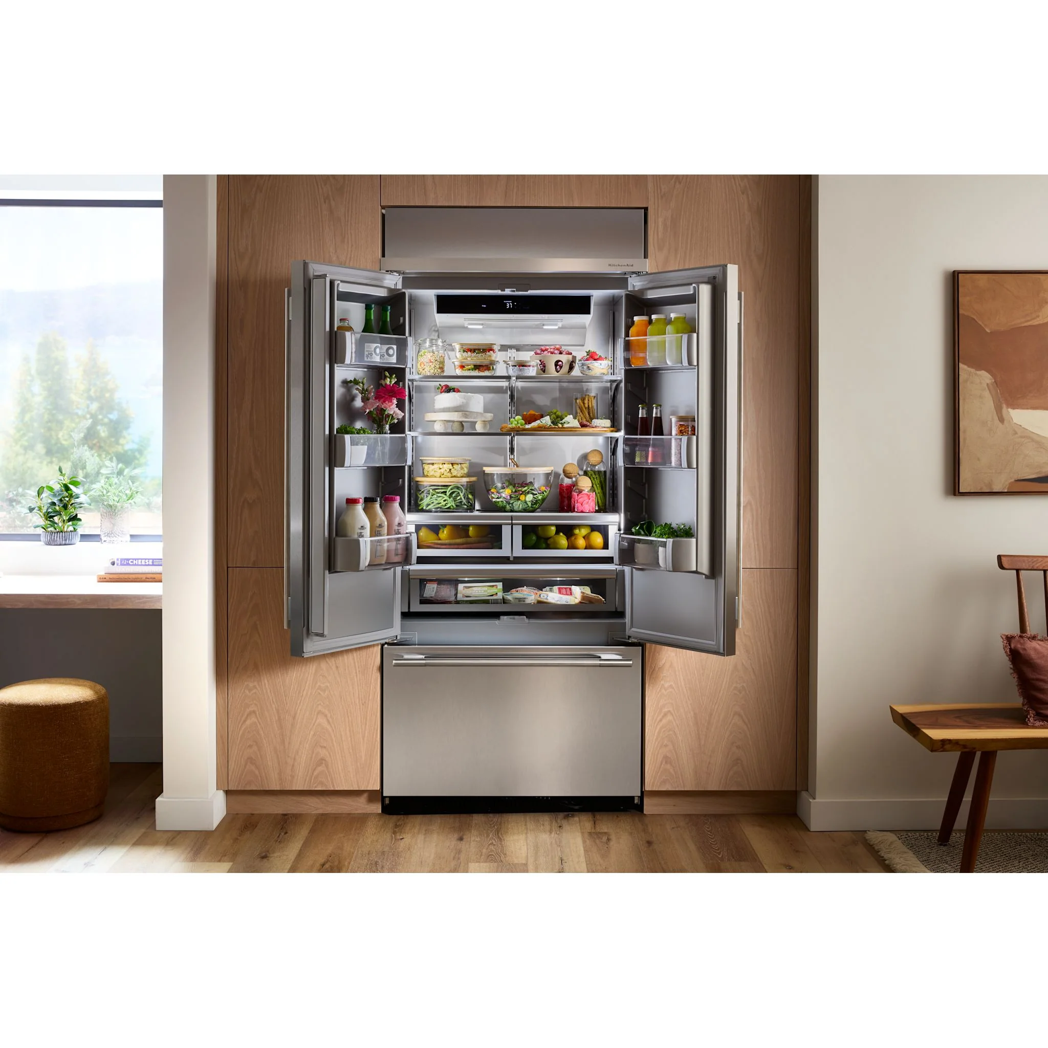 KitchenAid 20.8 Cu. Ft. 36" Built-In French Door Bottom Mount Refrigerator with Platinum Interior - Stainless Steel with PrintShield™ Finish (KBFN536SPS) - Image 9