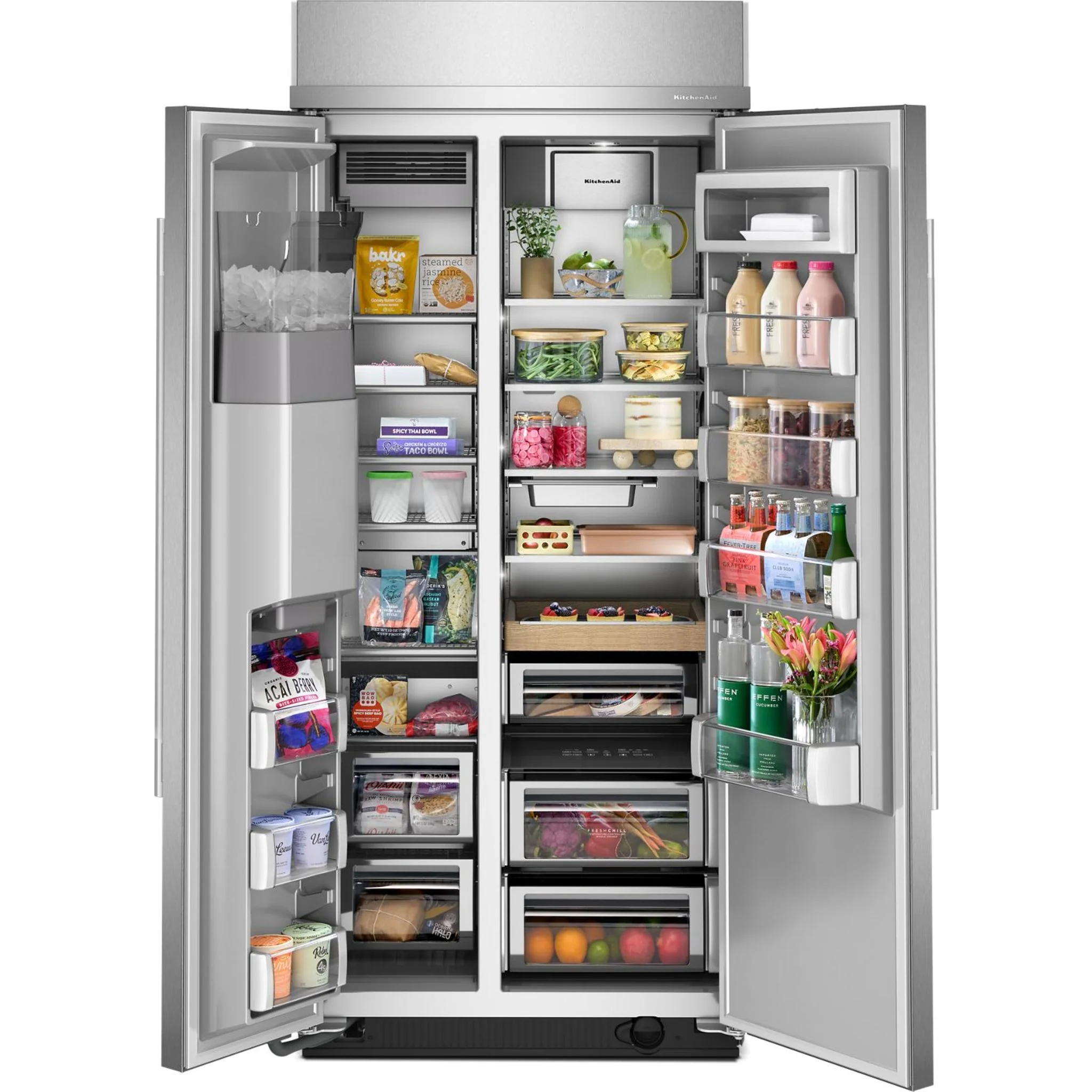 KitchenAid 20.8 Cu. Ft. 36" Built-In Side-by-Side Refrigerator features Exterior Water and Ice Dispenser with Measured Fill -Stainless Steel with PrintShield™ Finish (KBSD736SPS) - Image 19