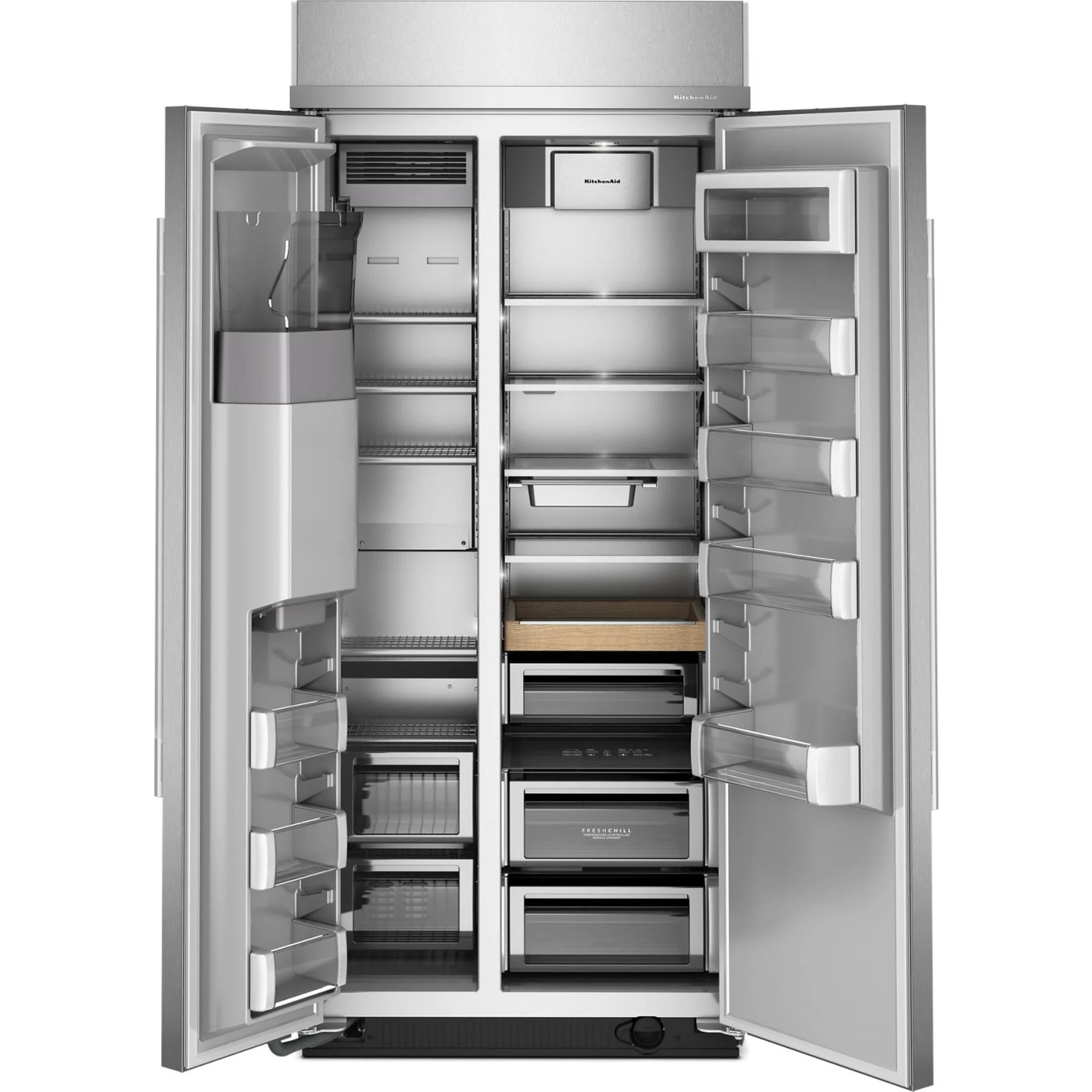 KitchenAid 20.8 Cu. Ft. 36" Built-In Side-by-Side Refrigerator features Exterior Water and Ice Dispenser with Measured Fill -Stainless Steel with PrintShield™ Finish (KBSD736SPS) - Image 2