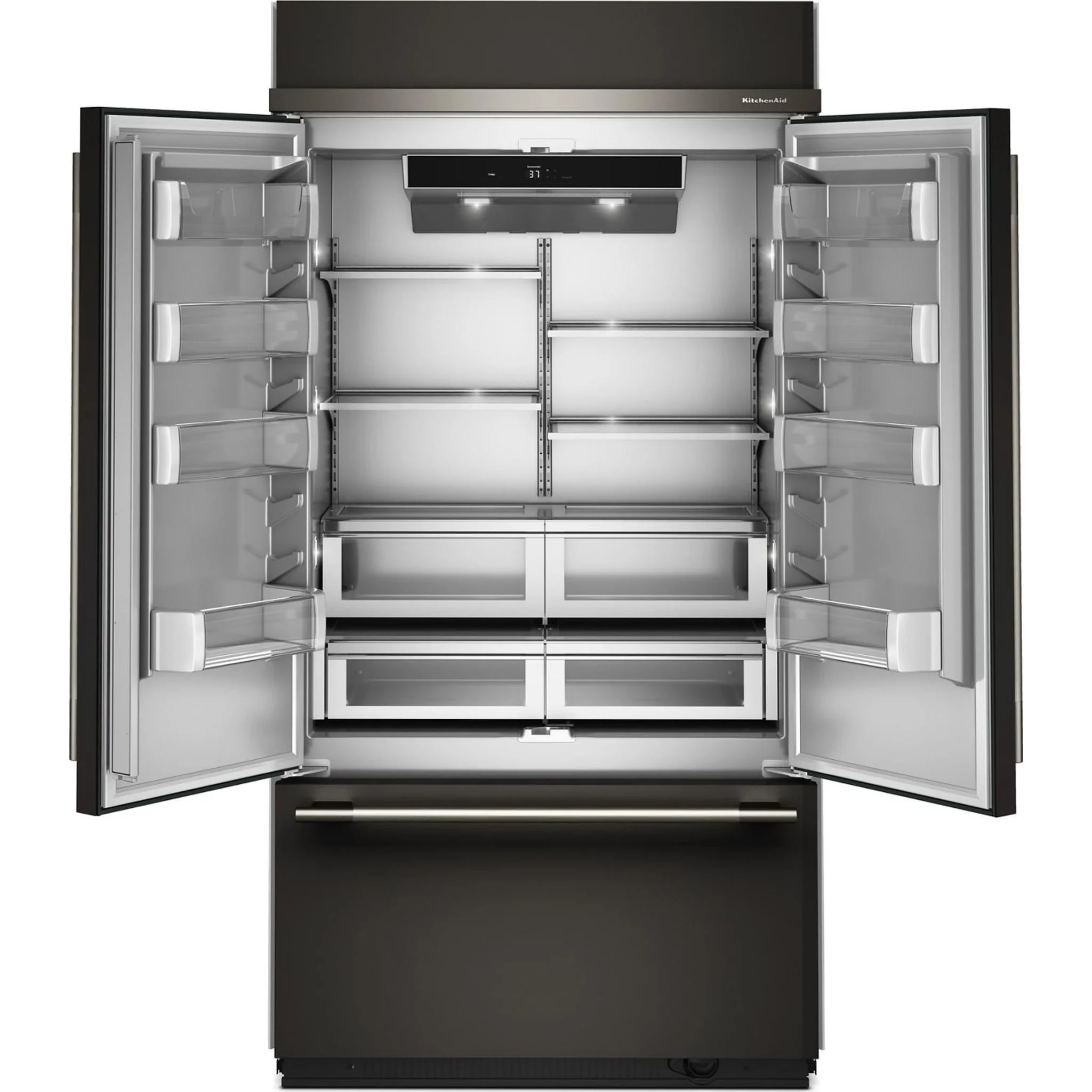 KitchenAid 24.2 Cu. Ft. 42" Built-In French Door Bottom Mount Refrigerator with Platinum Interior - Black Ore (KBFN542SBE) - Image 12