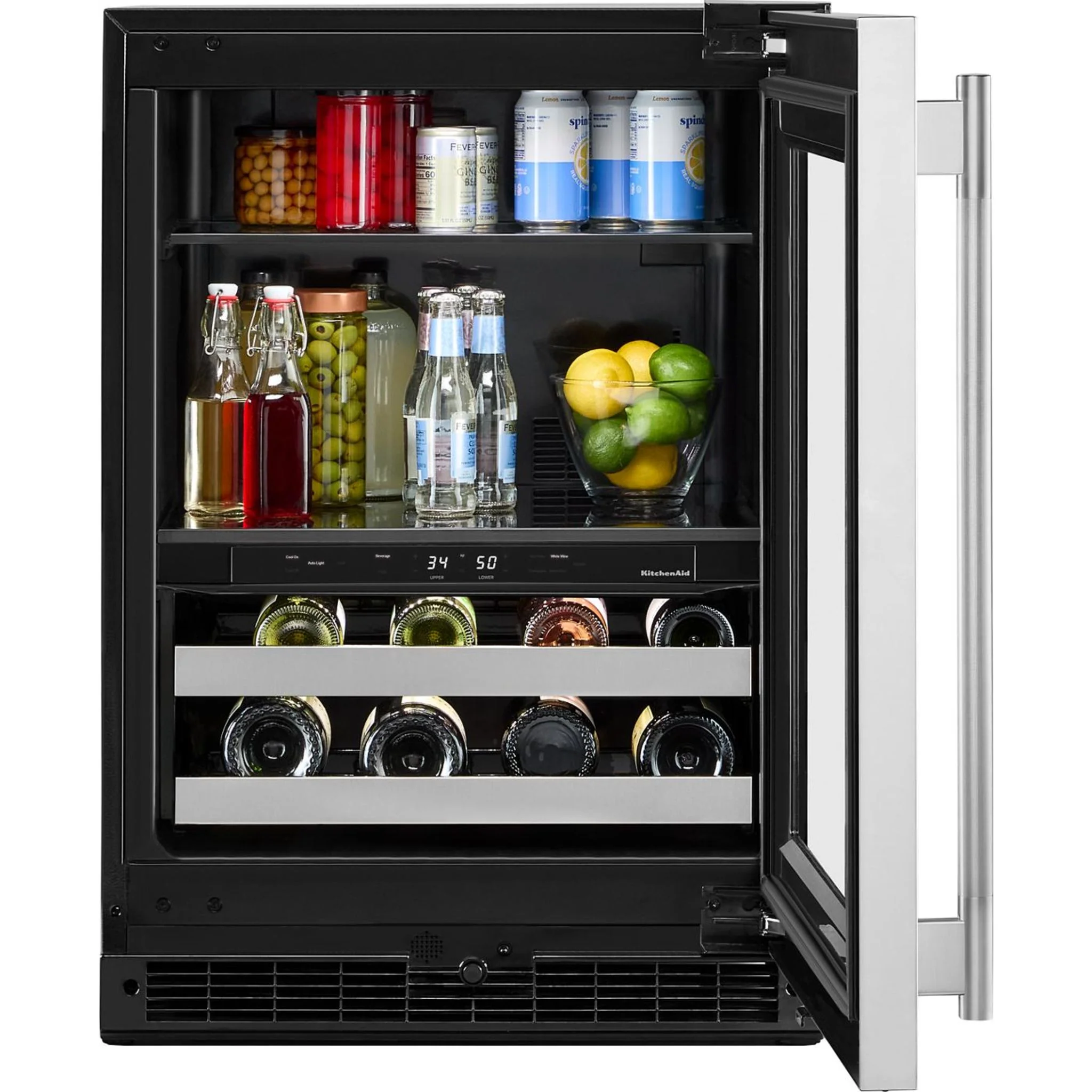 KitchenAid 24" Beverage Center with Glass Door and Metal-Front Racks - Black Cabinet/Stainless Doors (KUBR524SSB) - Image 2