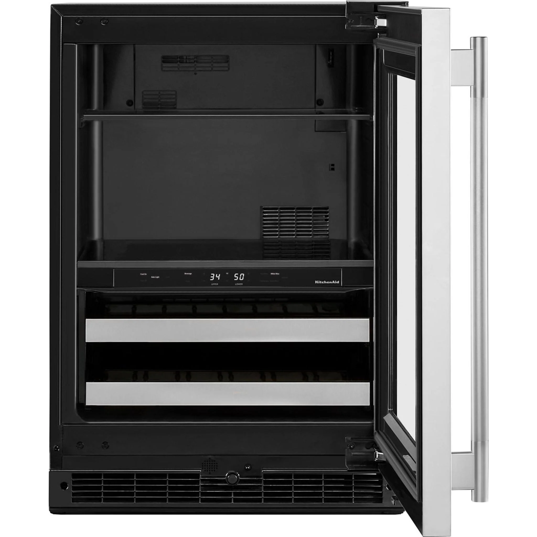 KitchenAid 24" Beverage Center with Glass Door and Metal-Front Racks - Black Cabinet/Stainless Doors (KUBR524SSB) - Image 3