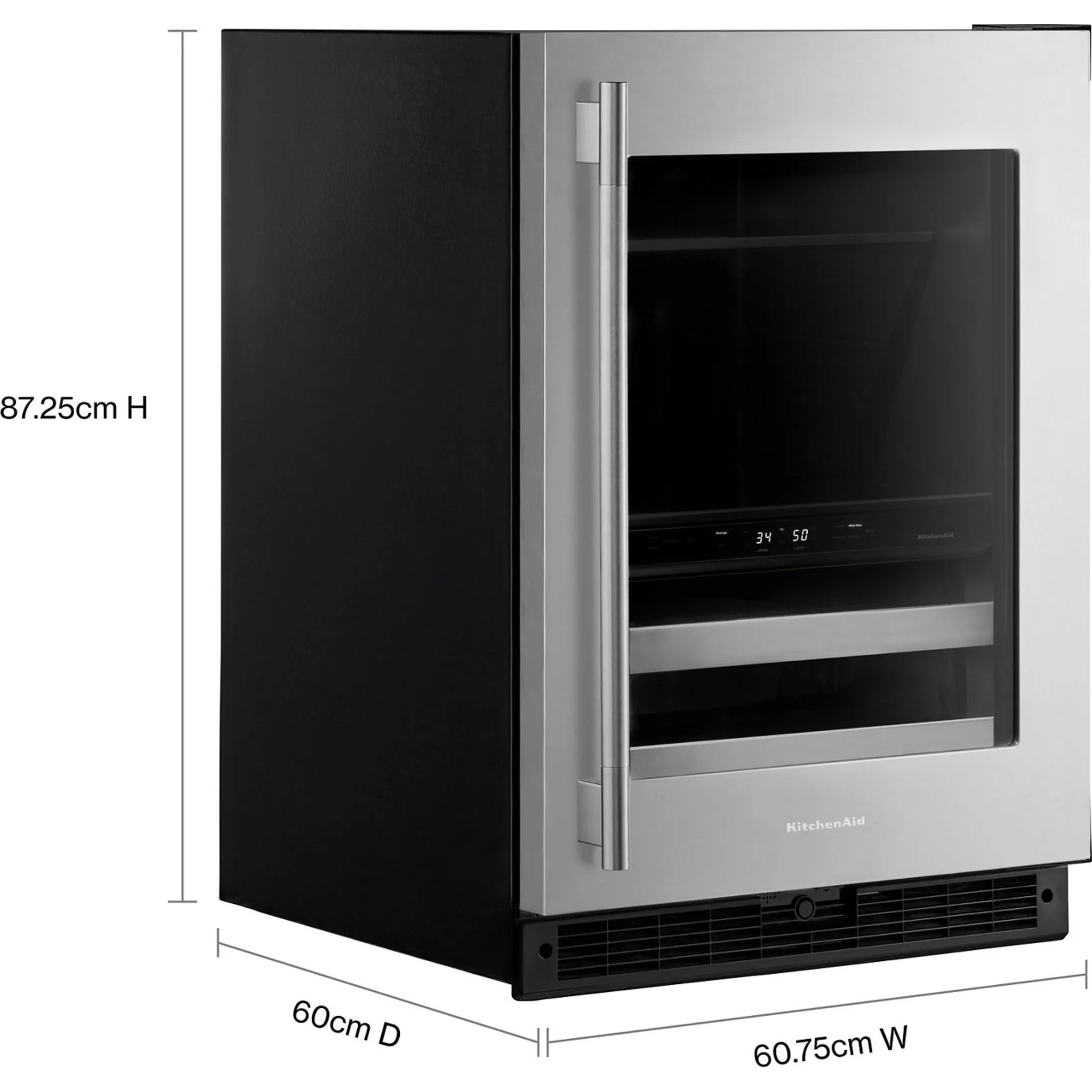 KitchenAid 24" Beverage Center with Glass Door and Metal-Front Racks - Black Cabinet/Stainless Doors (KUBR524SSB) - Image 4