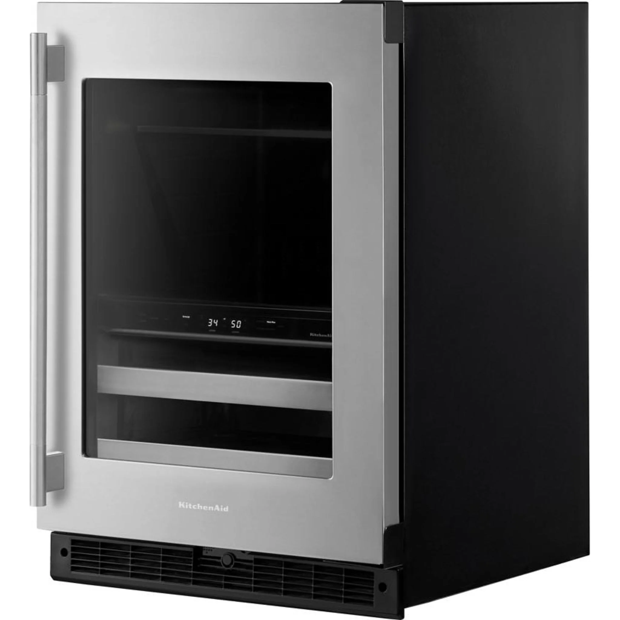 KitchenAid 24" Beverage Center with Glass Door and Metal-Front Racks - Black Cabinet/Stainless Doors (KUBR524SSB) - Image 5