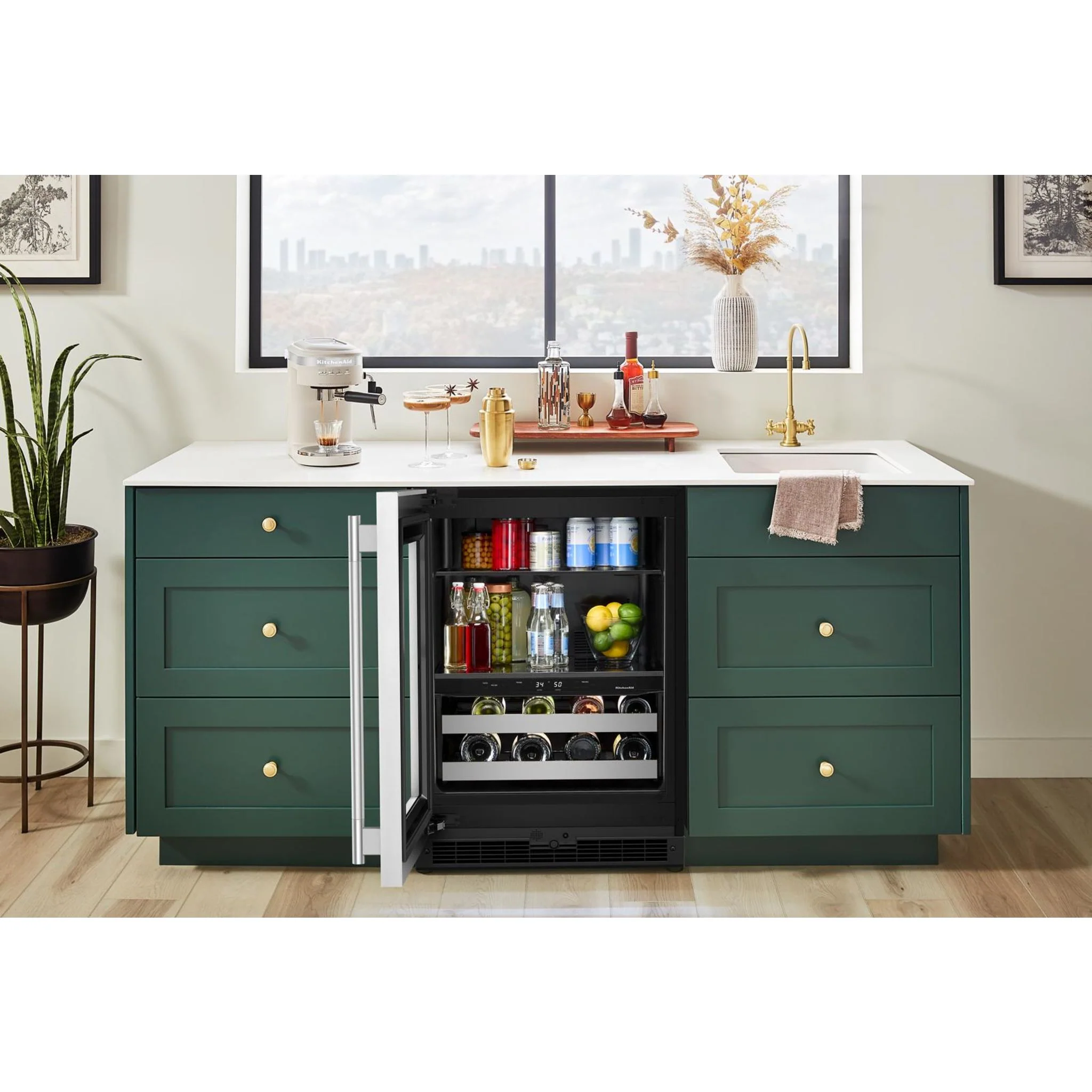 KitchenAid 24" Beverage Center with Glass Door and Metal-Front Racks - Black Cabinet/Stainless Doors (KUBL524SSB) - Image 13