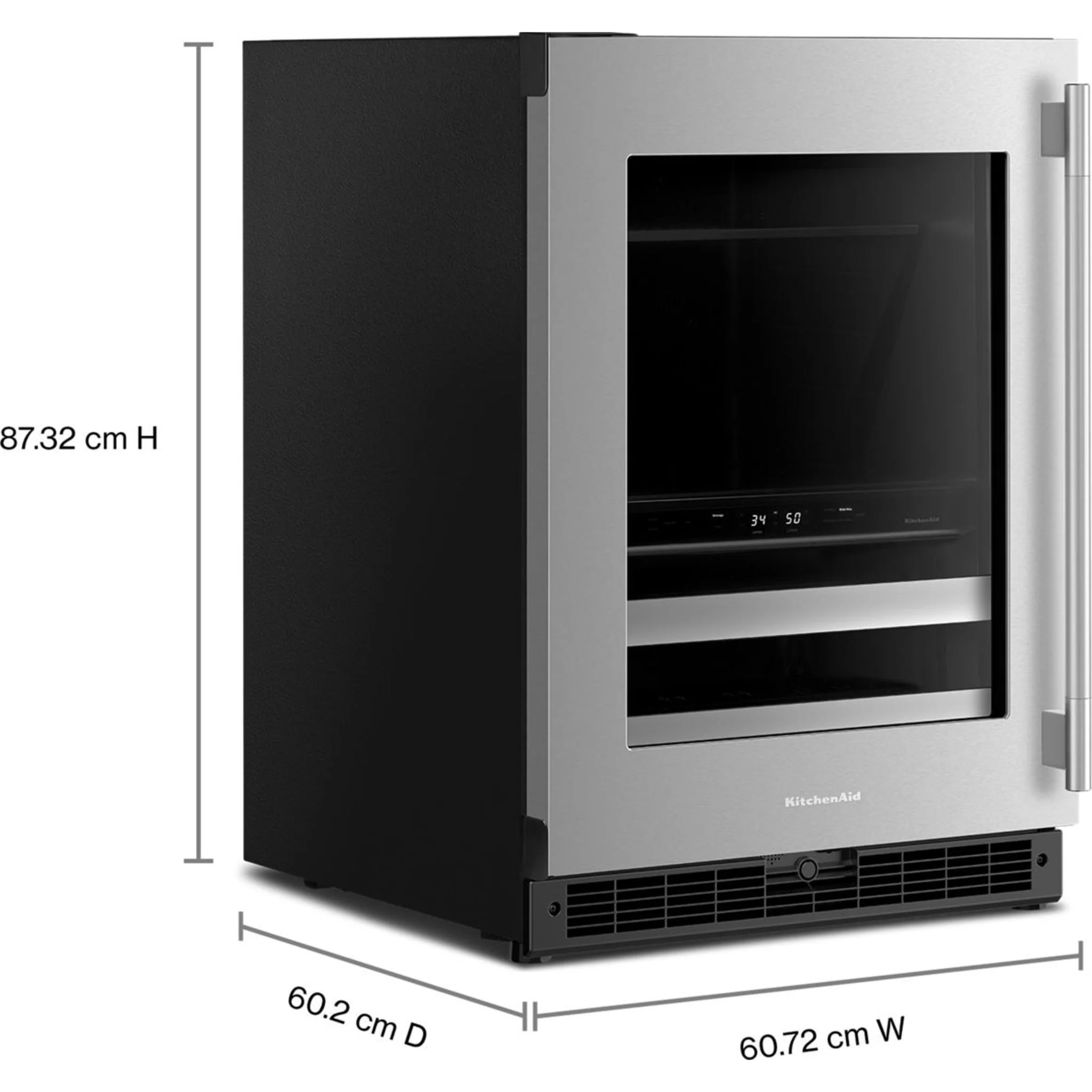 KitchenAid 24" Beverage Center with Glass Door and Metal-Front Racks - Black Cabinet/Stainless Doors (KUBL524SSB) - Image 3
