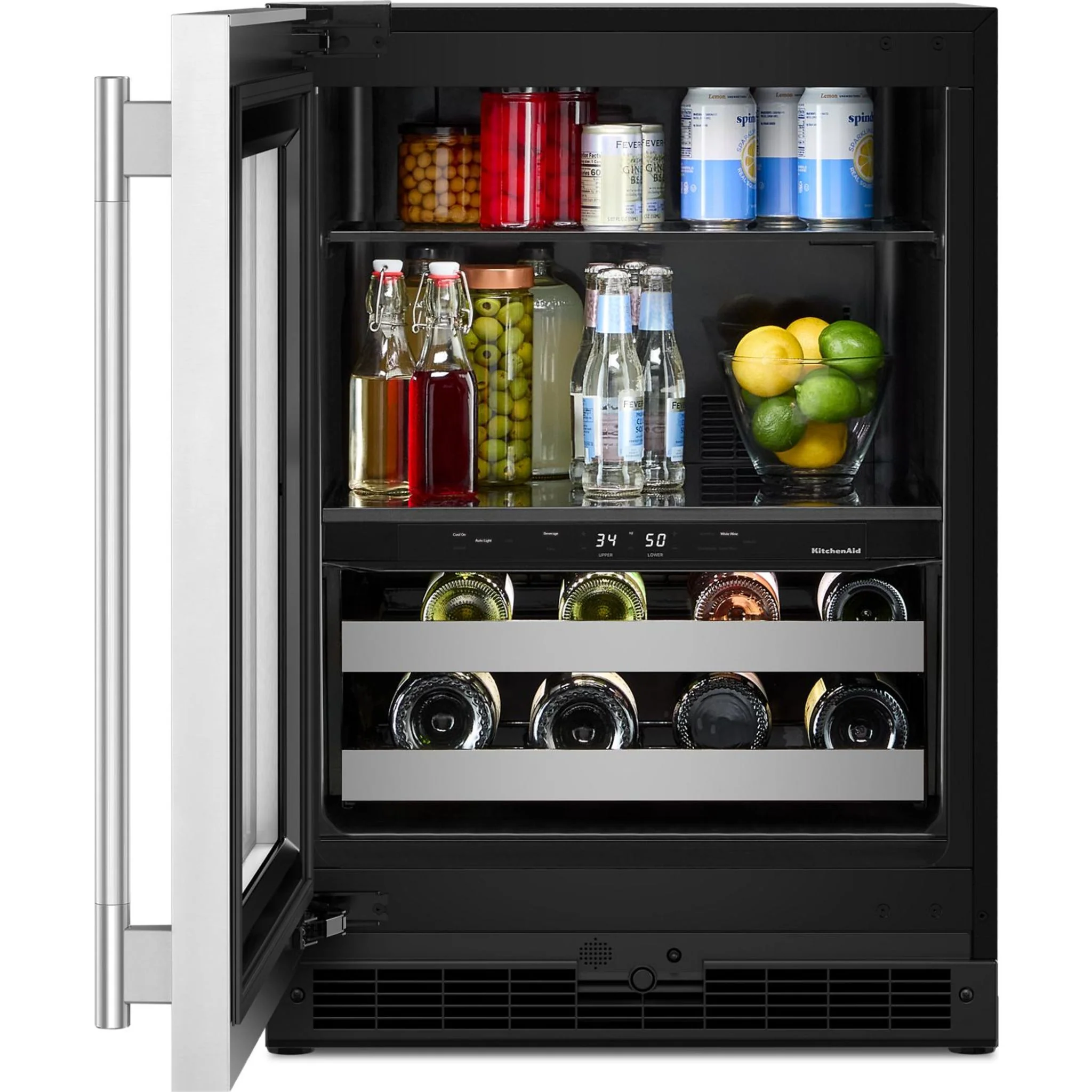 KitchenAid 24" Beverage Center with Glass Door and Metal-Front Racks - Black Cabinet/Stainless Doors (KUBL524SSB) - Image 6