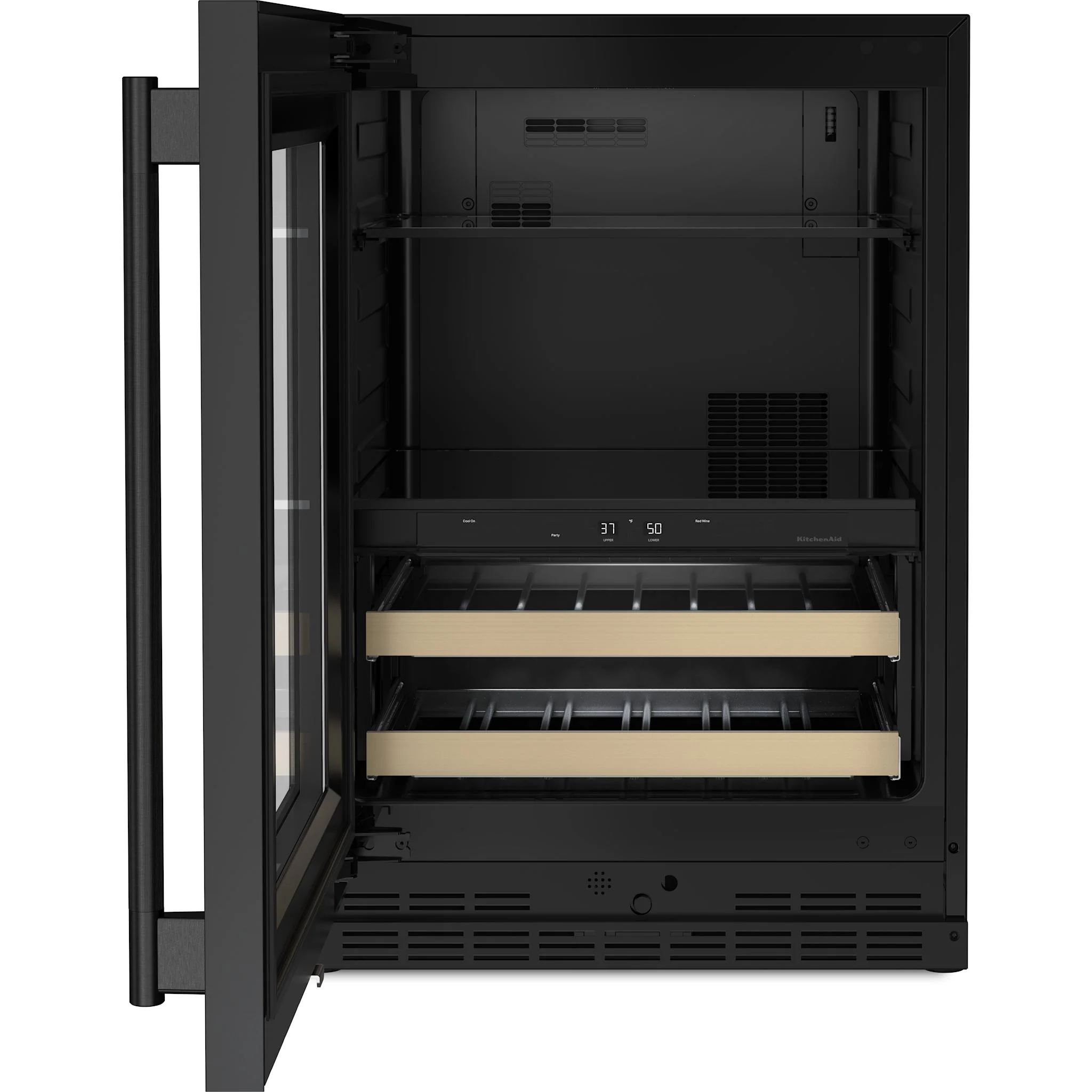 KitchenAid 24" Beverage Center with Glass Door and Wood-Front Racks - Black Ore (KUBL524SBE) - Image 5