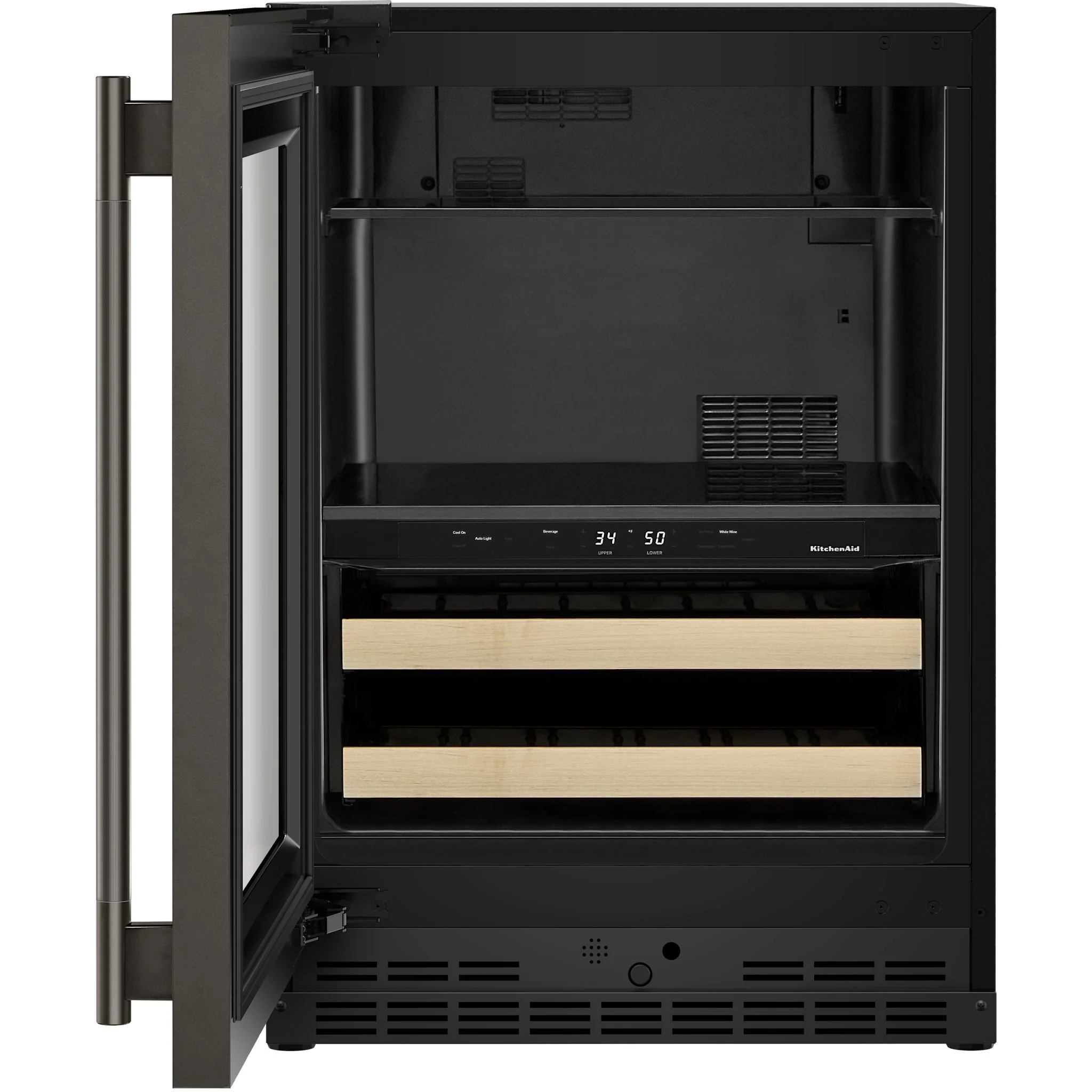 KitchenAid 24" Beverage Center with Glass Door and Wood-Front Racks - Black Ore (KUBL524SBE) - Image 6