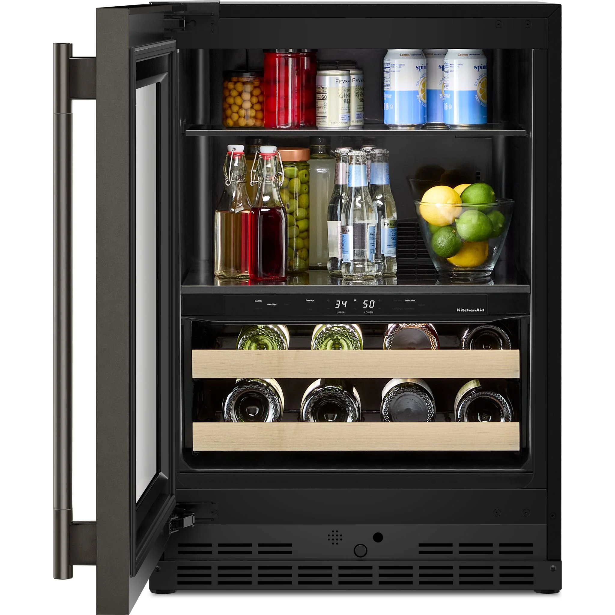 KitchenAid 24" Beverage Center with Glass Door and Wood-Front Racks - Black Ore (KUBL524SBE) - Image 7