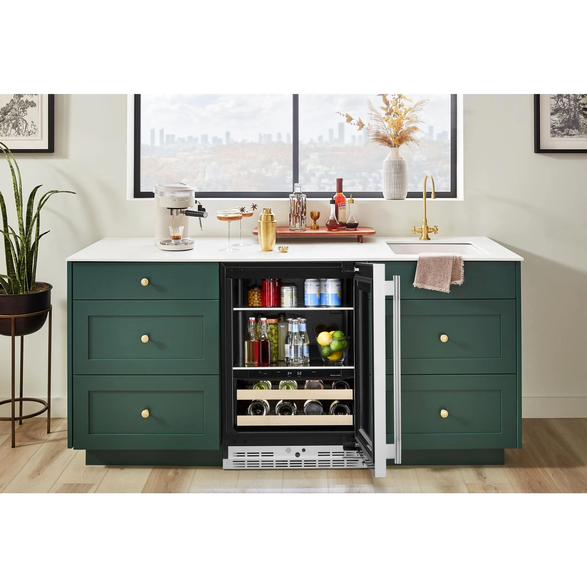 KitchenAid 24" Beverage Center with Glass Door and Wood-Front Racks - PrintShield™ Stainless Finish (KUBR524SPS) - Image 12