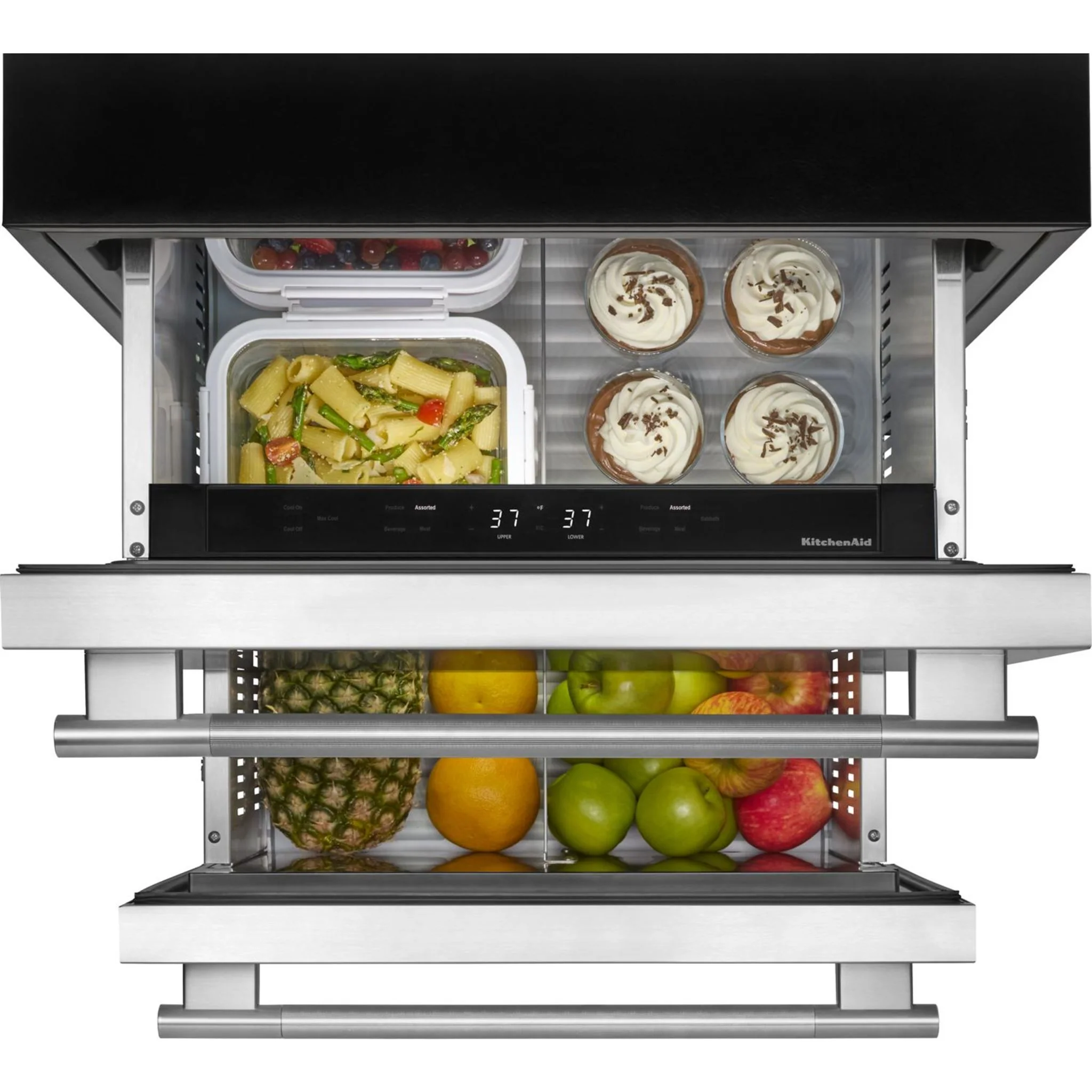 KitchenAid 24" Stainless Steel Undercounter Double-Drawer Refrigerator - Black Cabinet/Stainless Doors (KURT524SSB) - Image 2
