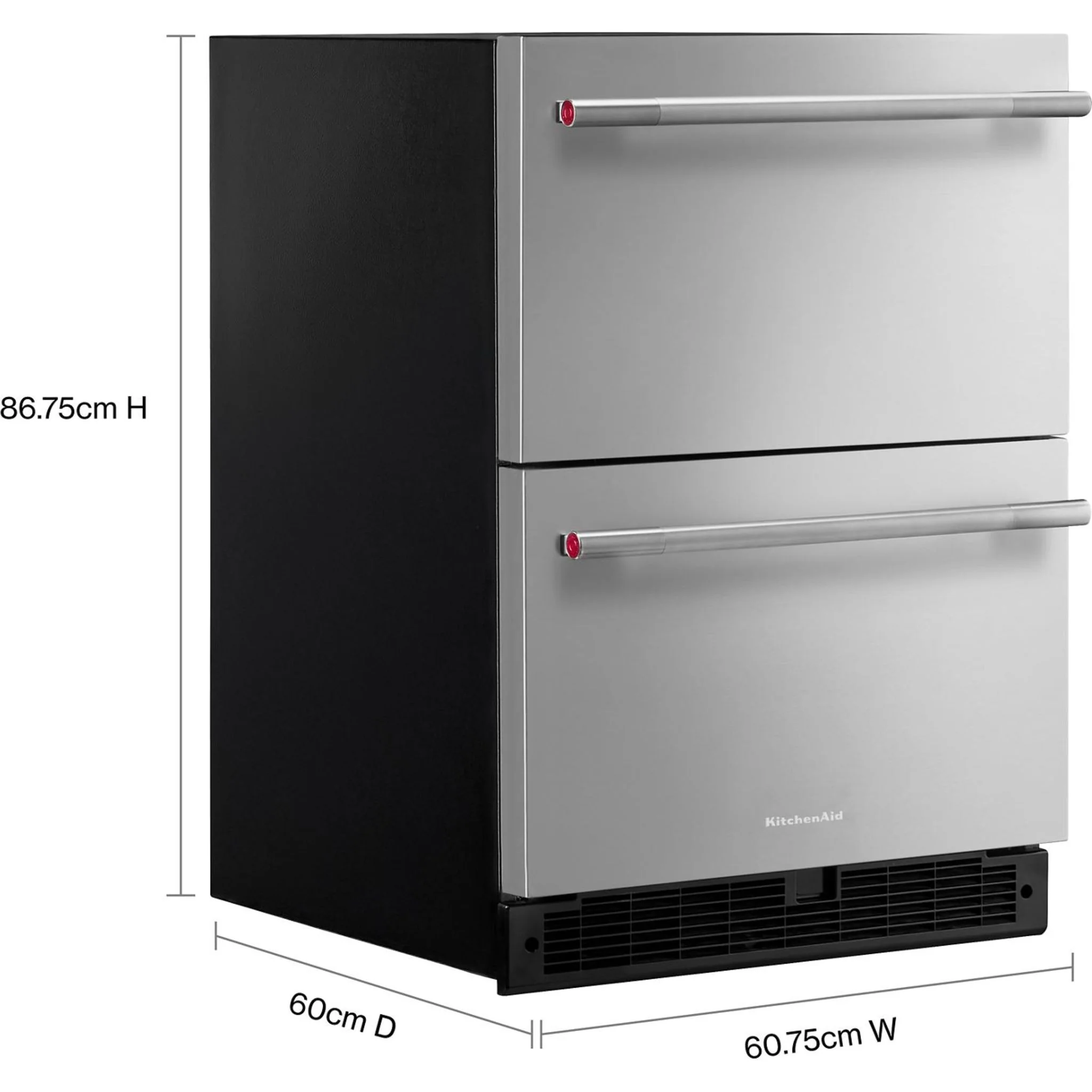 KitchenAid 24" Stainless Steel Undercounter Double-Drawer Refrigerator - Black Cabinet/Stainless Doors (KURT524SSB) - Image 7