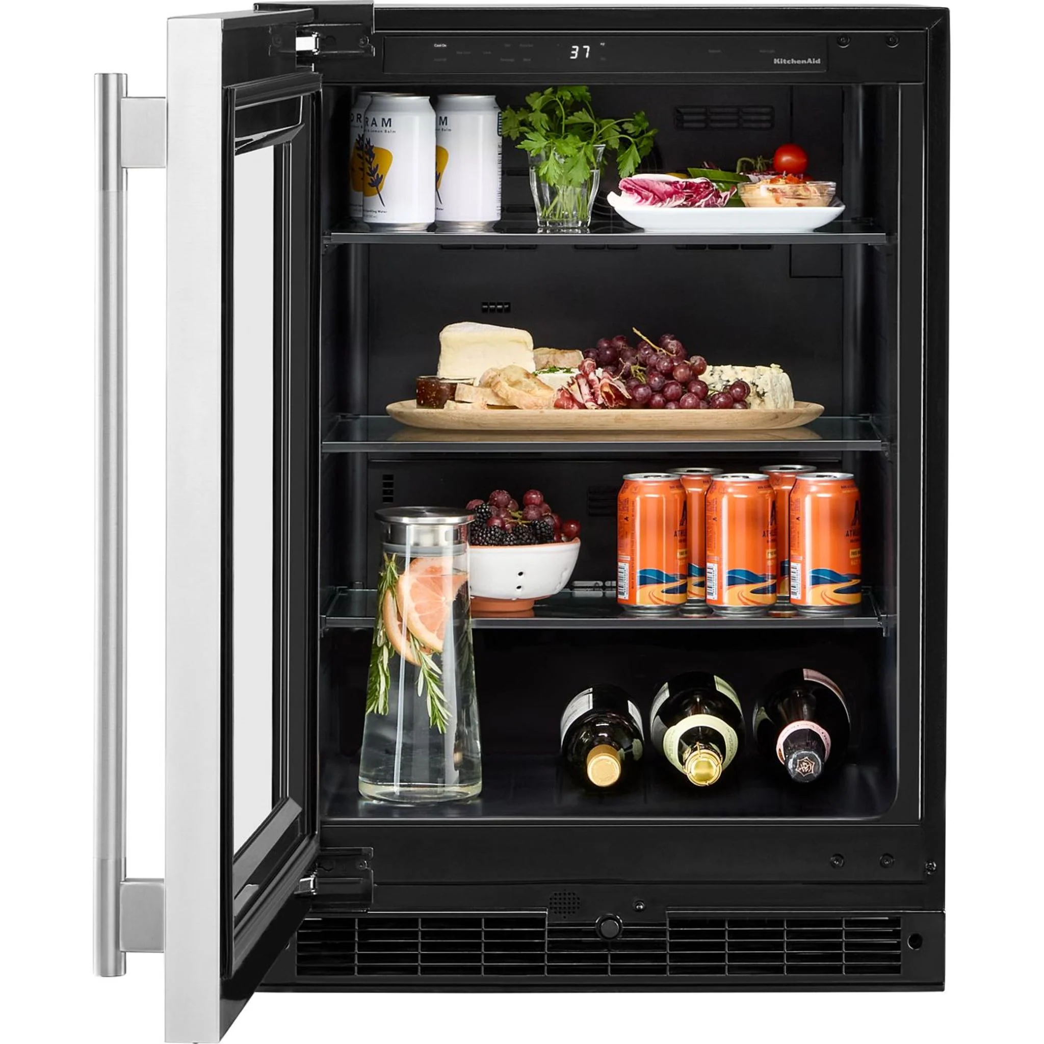 KitchenAid 24" Undercounter Refrigerator with Glass Door - Black Cabinet/Stainless Doors (KURL324SSB) - Image 9