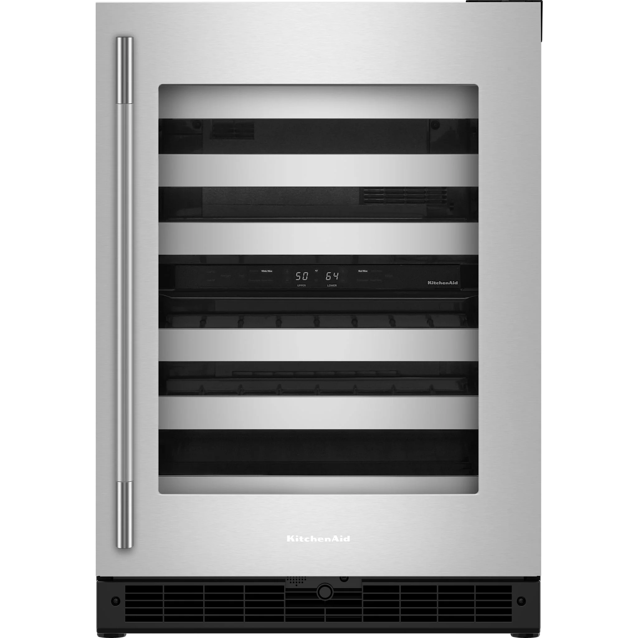 KitchenAid 24" Undercounter Wine Cellar with Full-Extension Metal-Front Racks - Black Cabinet/Stainless Doors (KUWR324SSB) - Image 3