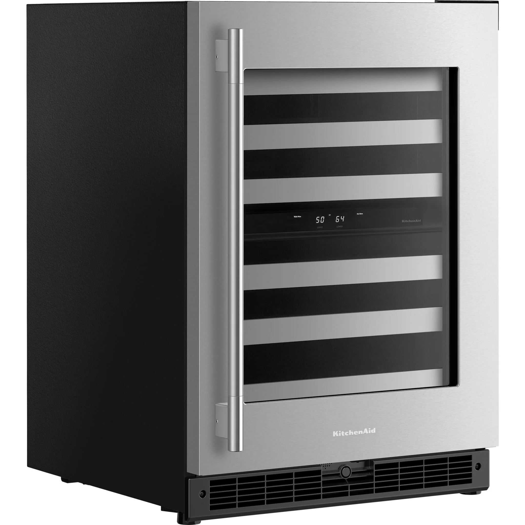 KitchenAid 24" Undercounter Wine Cellar with Full-Extension Metal-Front Racks - Black Cabinet/Stainless Doors (KUWR324SSB) - Image 4