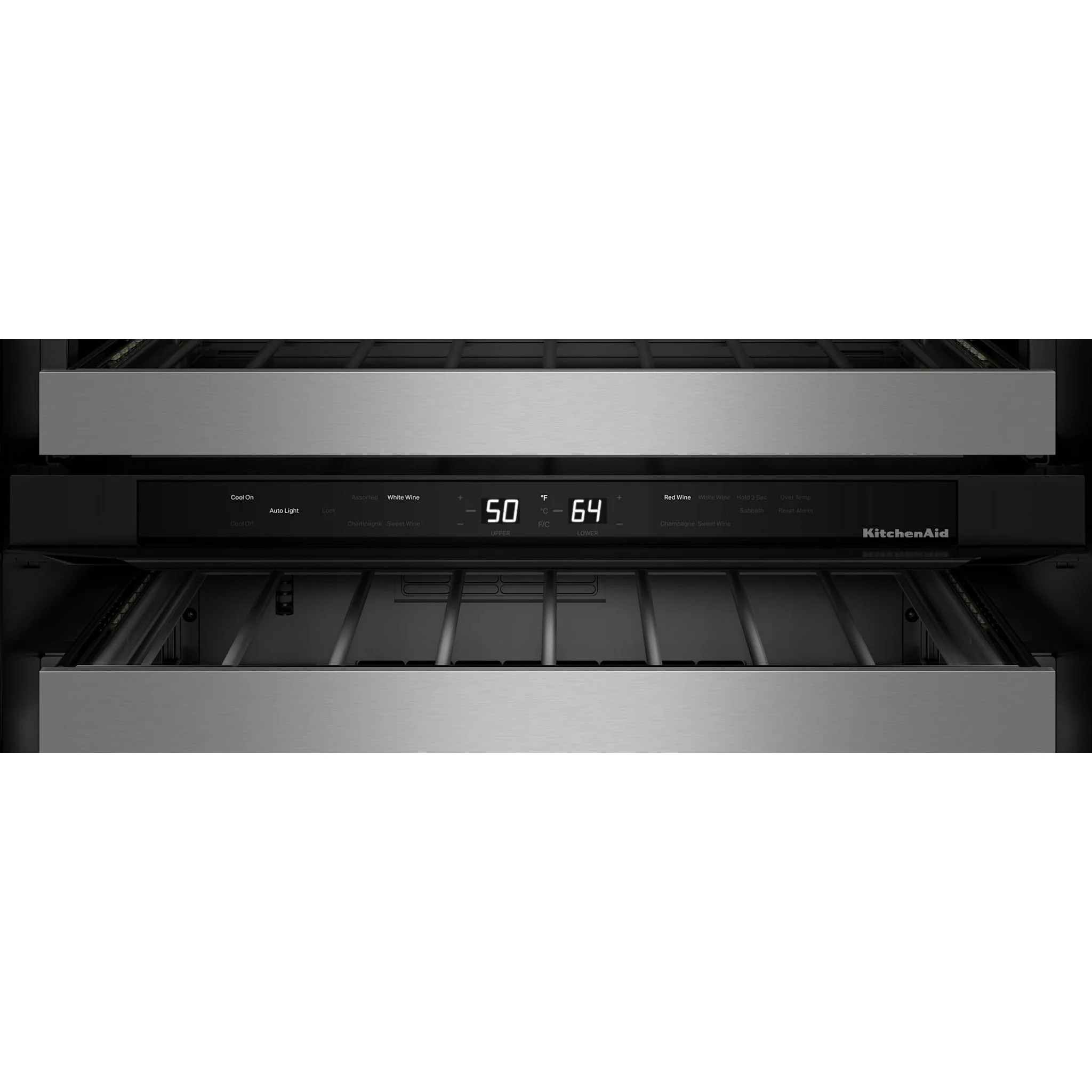 KitchenAid 24" Undercounter Wine Cellar with Full-Extension Metal-Front Racks - Black Cabinet/Stainless Doors (KUWR324SSB) - Image 9