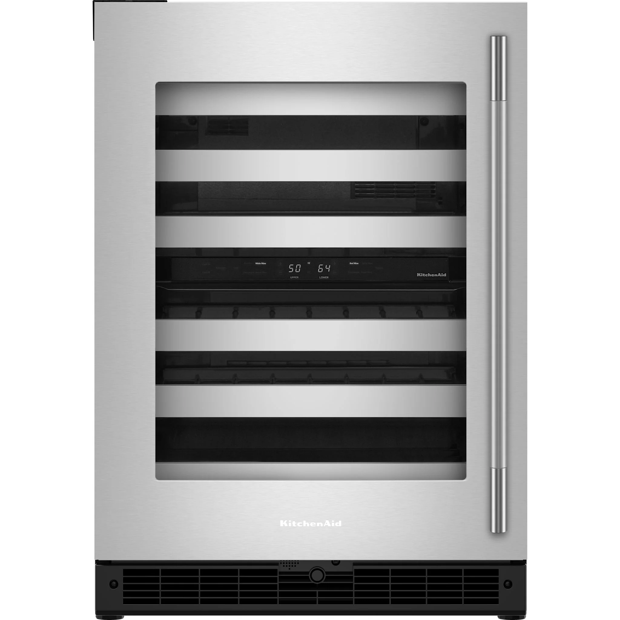 KitchenAid 24" Undercounter Wine Cellar with Full-Extension Metal-Front Racks - Black Cabinet/Stainless Doors (KUWL324SSB) - Image 2