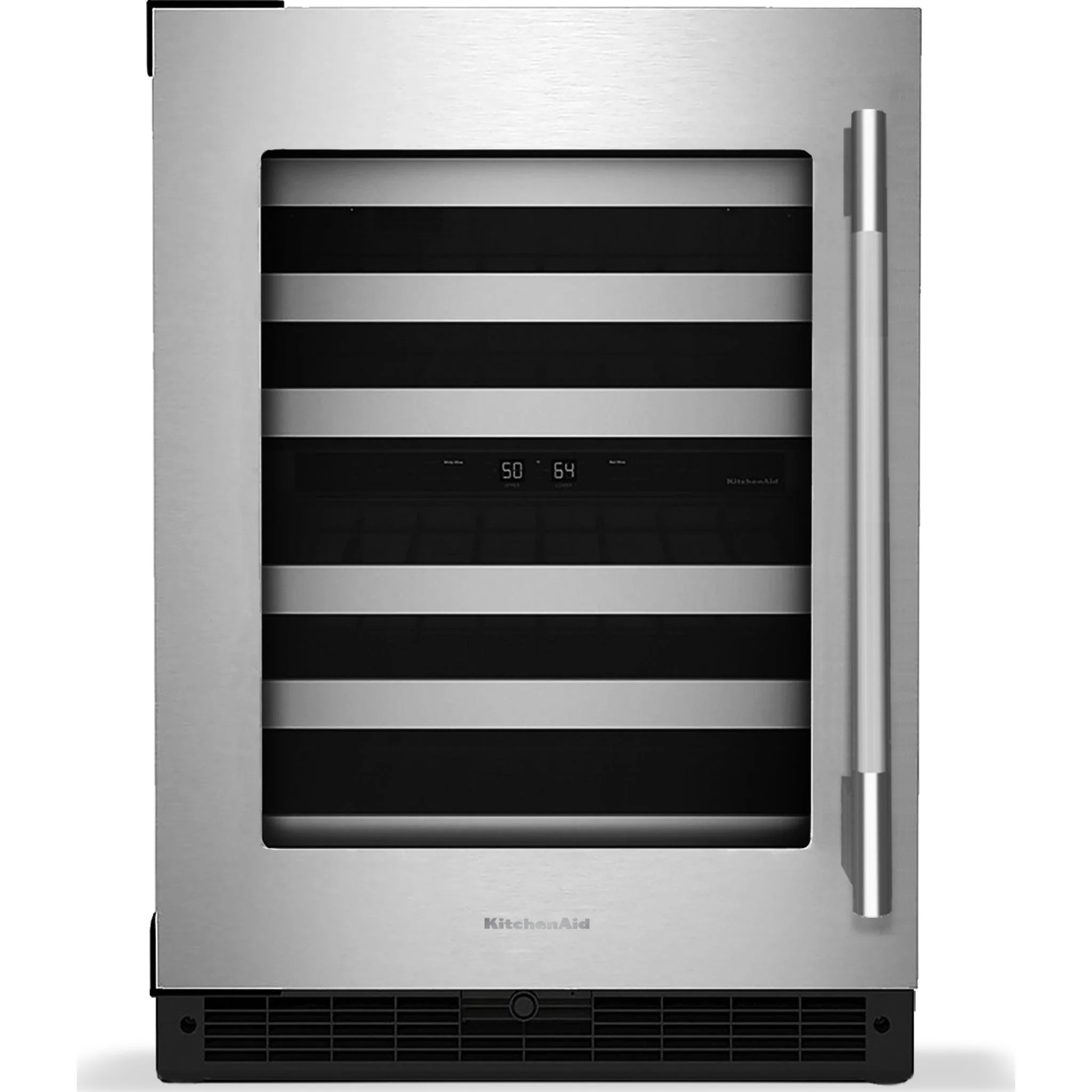 KitchenAid 24" Undercounter Wine Cellar with Full-Extension Metal-Front Racks - Black Cabinet/Stainless Doors (KUWL324SSB) - Image 3