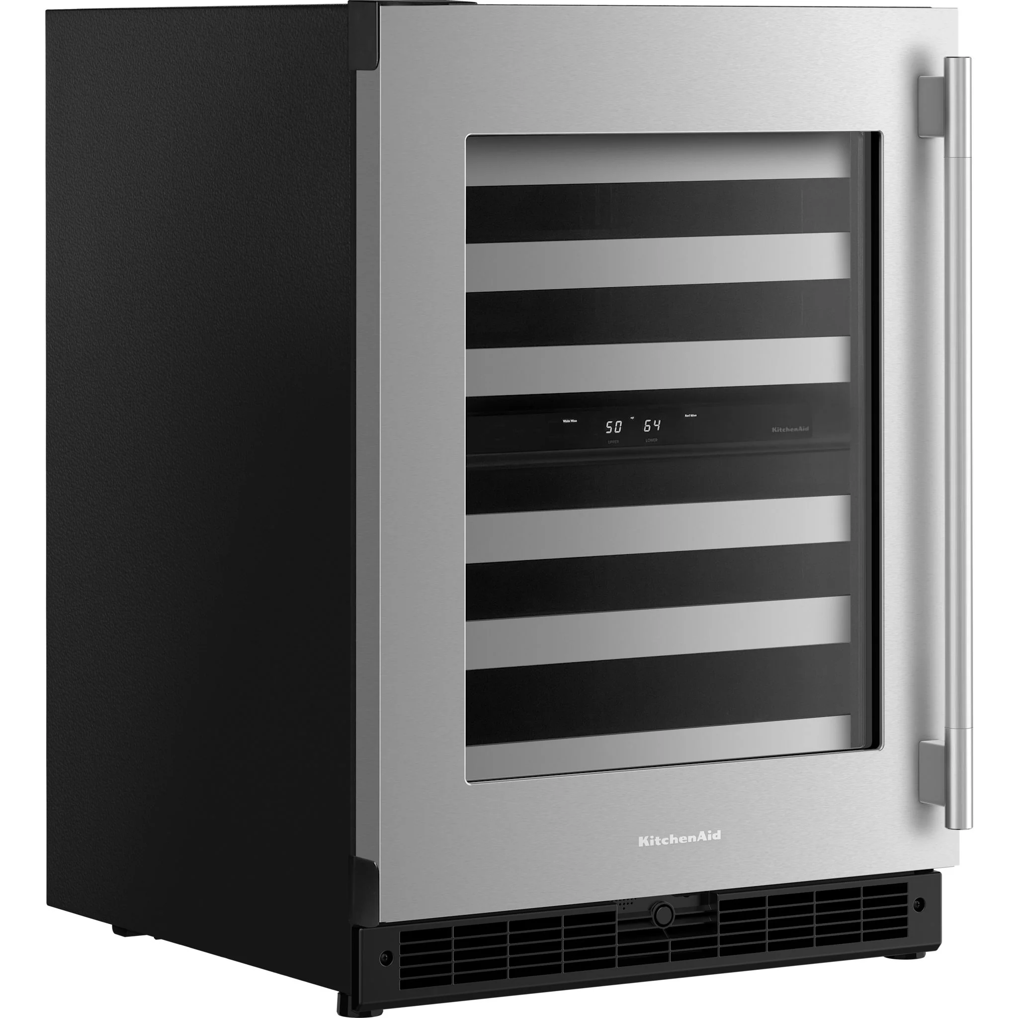 KitchenAid 24" Undercounter Wine Cellar with Full-Extension Metal-Front Racks - Black Cabinet/Stainless Doors (KUWL324SSB) - Image 5