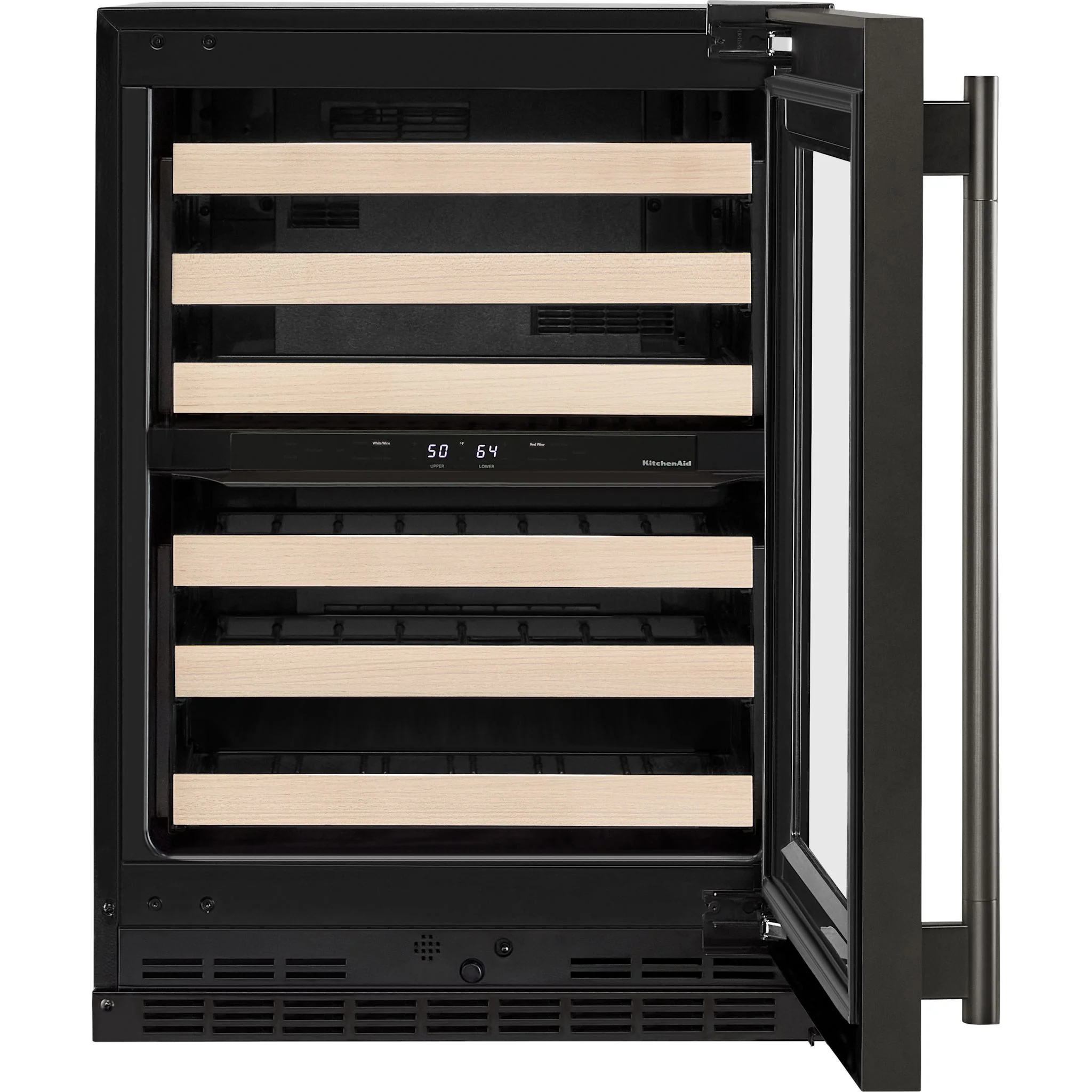 KitchenAid 24" Undercounter Wine Cellar with Full-Extension Wood-Front Racks - Black Ore (KUWR524SBE) - Image 3
