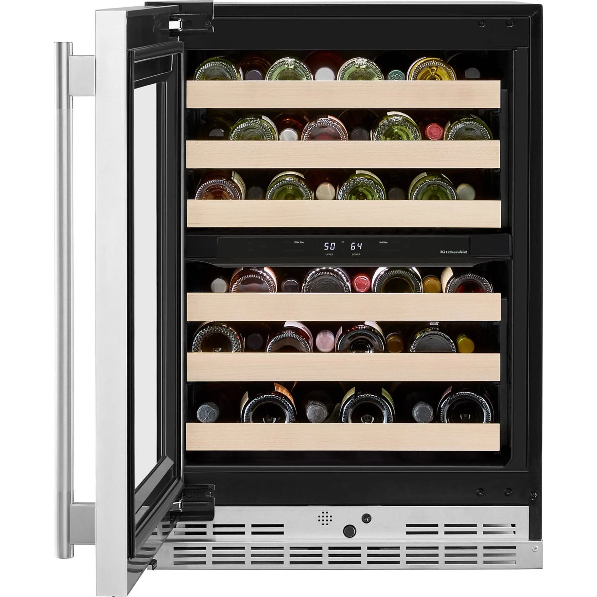 KitchenAid 24" Undercounter Wine Cellar with Full-Extension Wood-Front Racks - PrintShield™ Stainless Finish (KUWL524SPS) - Image 10