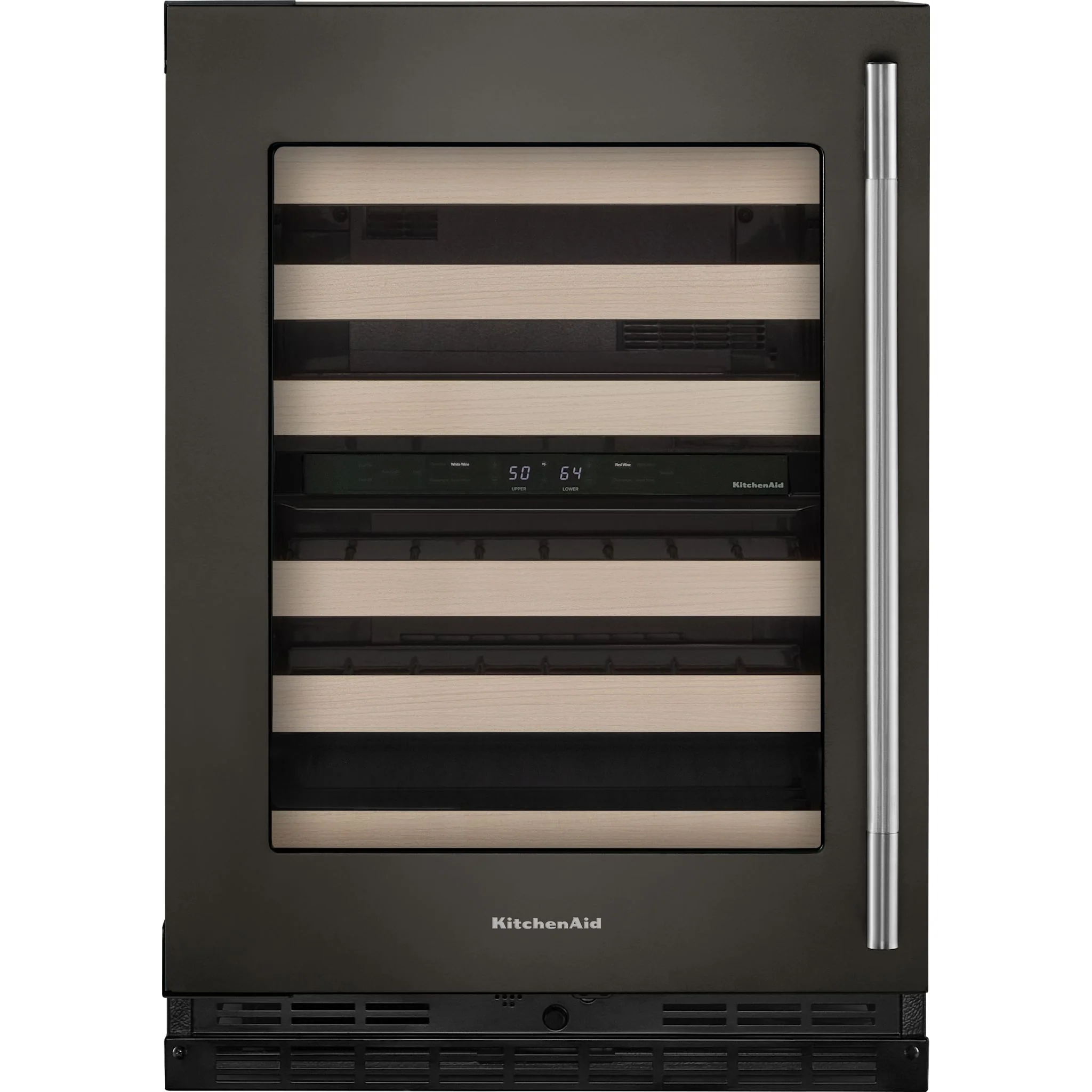 KitchenAid 24" Undercounter Wine Cellar with Full-Extension Wood-Front Racks - Black Ore (KUWL524SBE) - Image 2