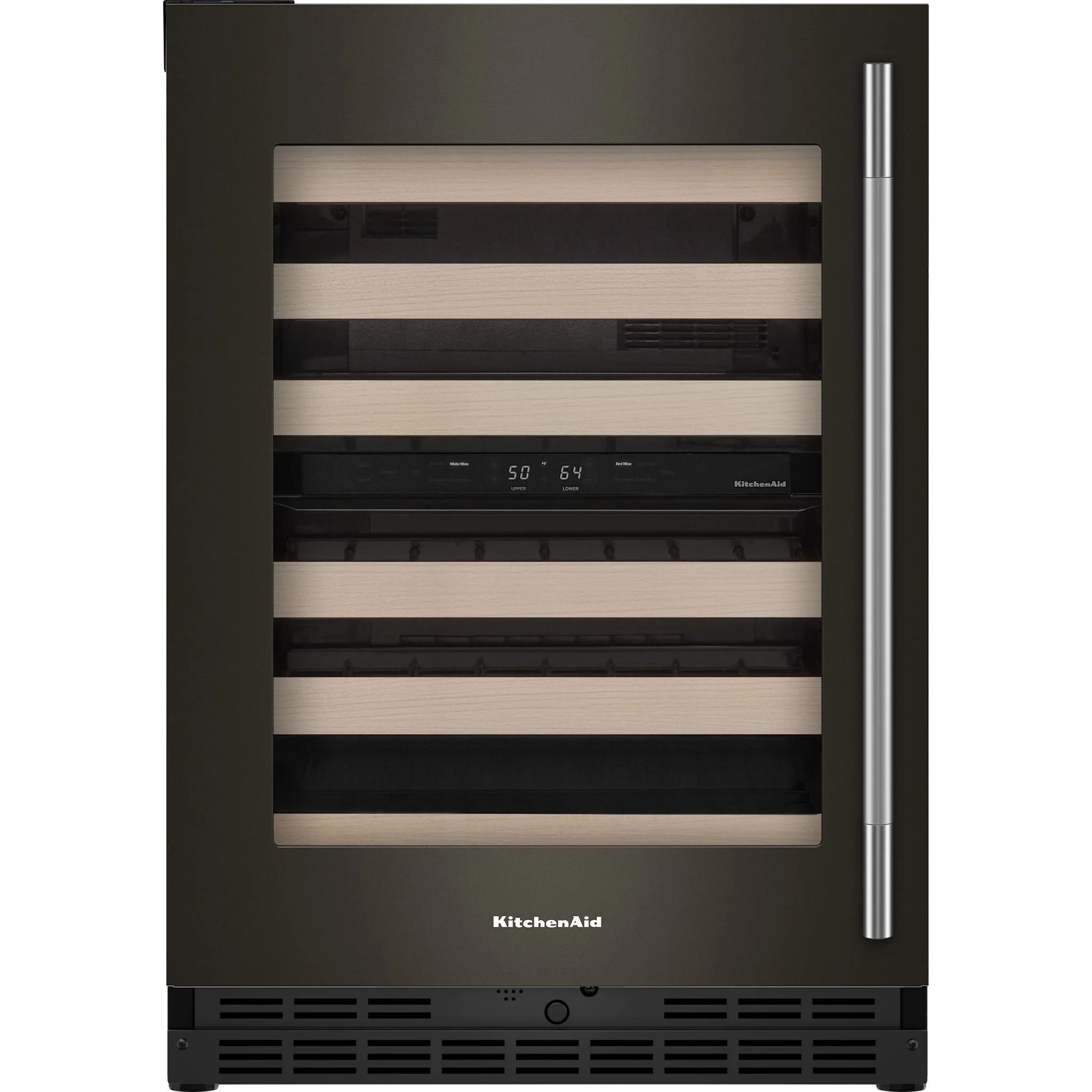 KitchenAid 24" Undercounter Wine Cellar with Full-Extension Wood-Front Racks - Black Ore (KUWL524SBE) - Image 4