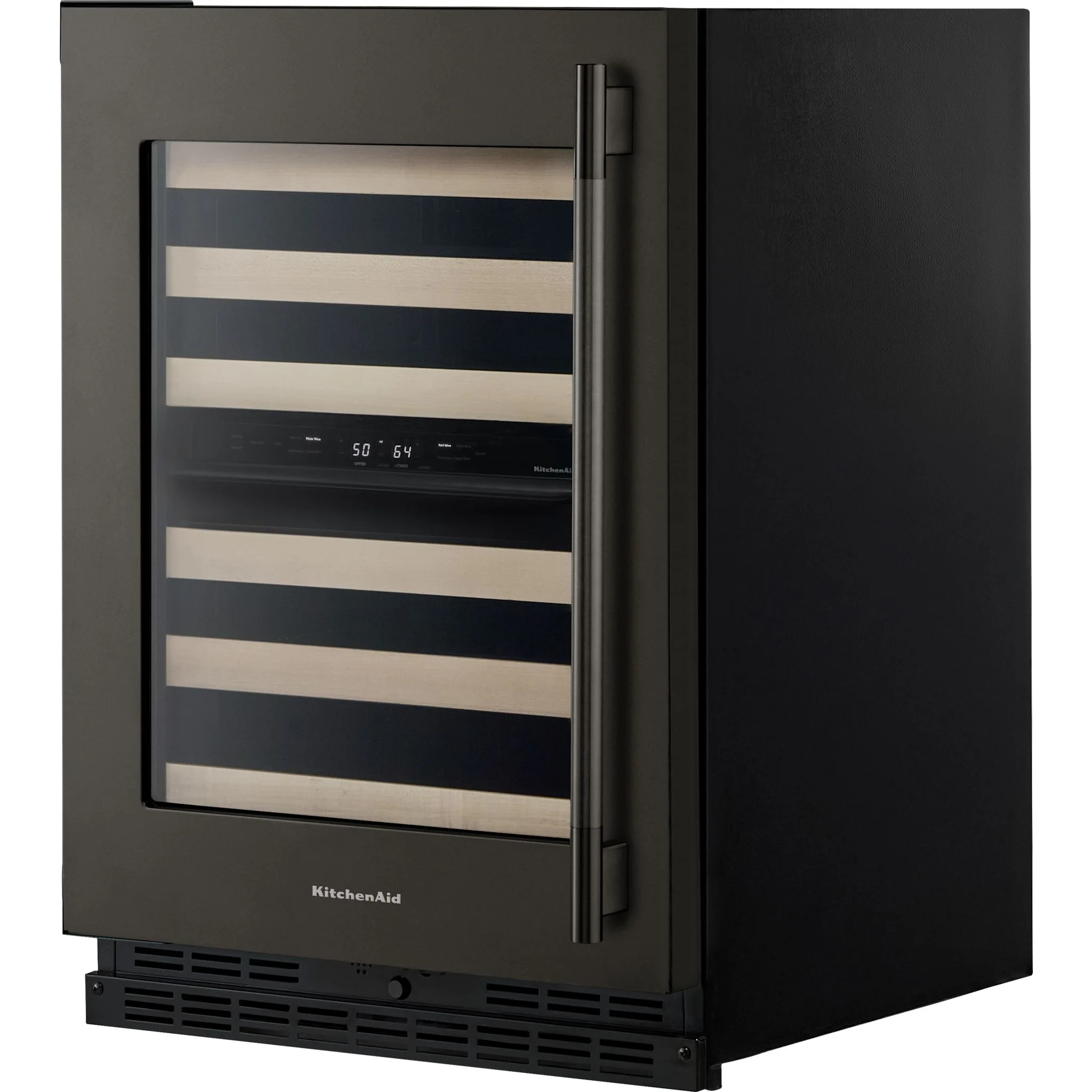 KitchenAid 24" Undercounter Wine Cellar with Full-Extension Wood-Front Racks - Black Ore (KUWL524SBE) - Image 6