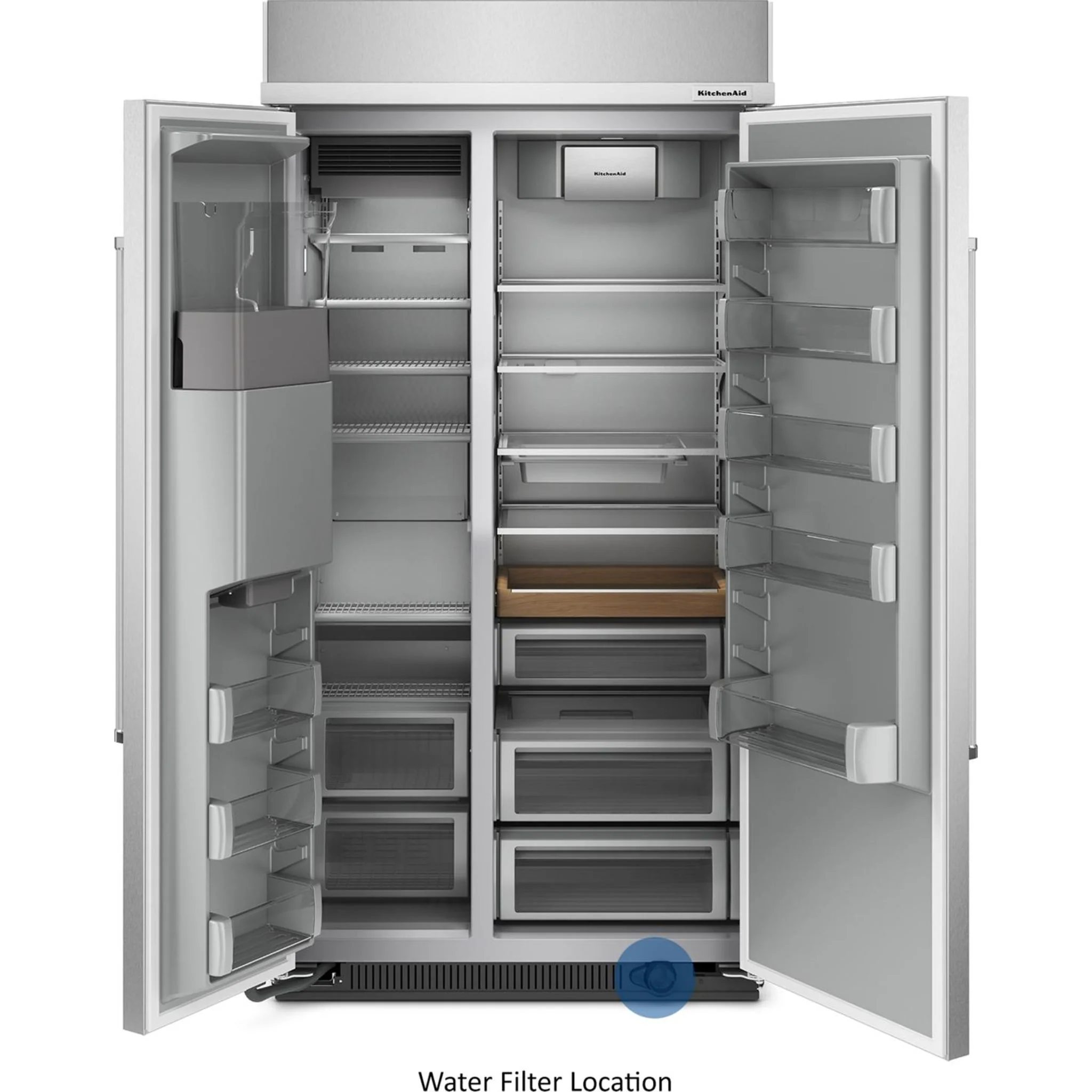 KitchenAid 25.1 cu.ft. 42" Built-In Side-by-Side Refrigerator with Ice and Water Dispenser - Stainless Steel (KBSD702MSS) - Image 14