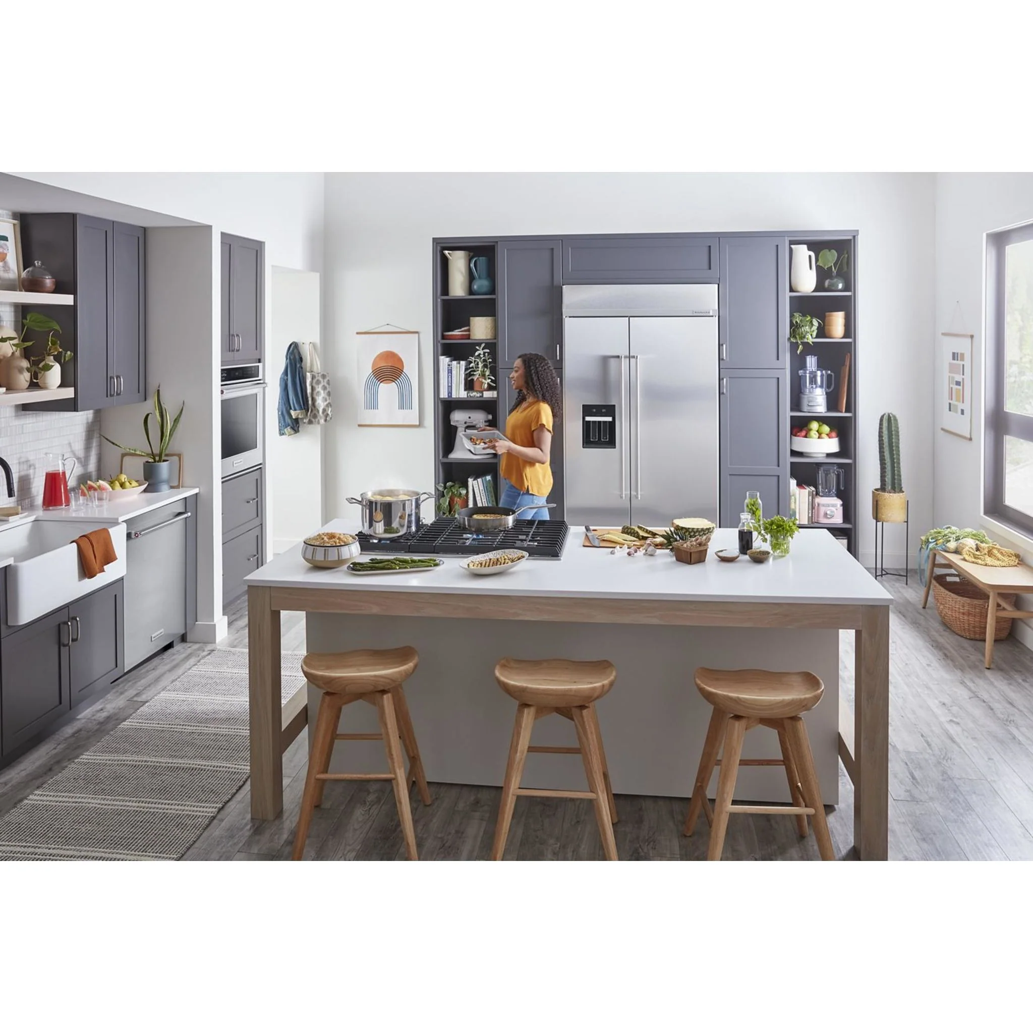 KitchenAid 25.1 cu.ft. 42" Built-In Side-by-Side Refrigerator with Ice and Water Dispenser - Stainless Steel (KBSD702MSS) - Image 2