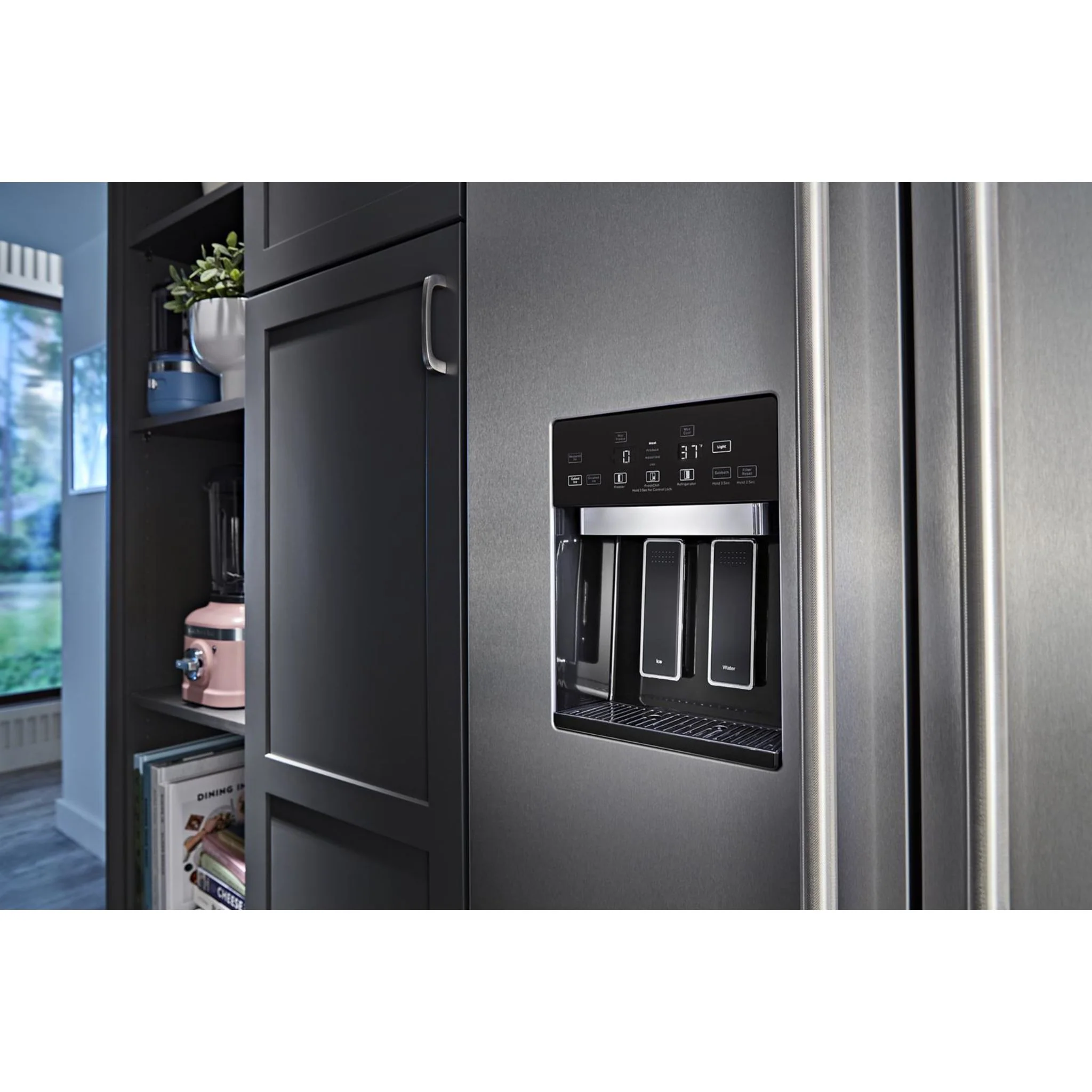 KitchenAid 25.1 cu.ft. 42" Built-In Side-by-Side Refrigerator with Ice and Water Dispenser - Stainless Steel (KBSD702MSS) - Image 8
