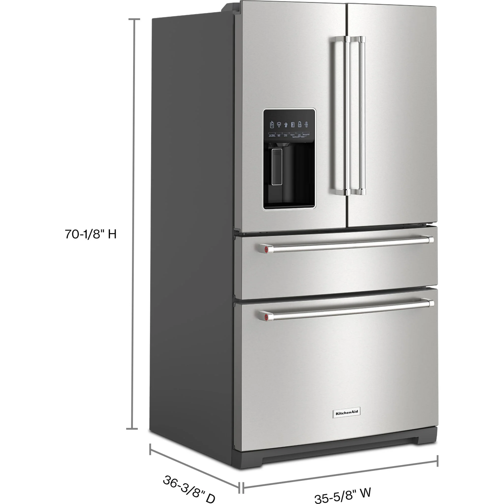 KitchenAid 26.2 Cu. Ft. Multi-Door French Door Refrigerator with Platinum Interior -PrintShield Stainless (KRMF536RPS) - Image 4