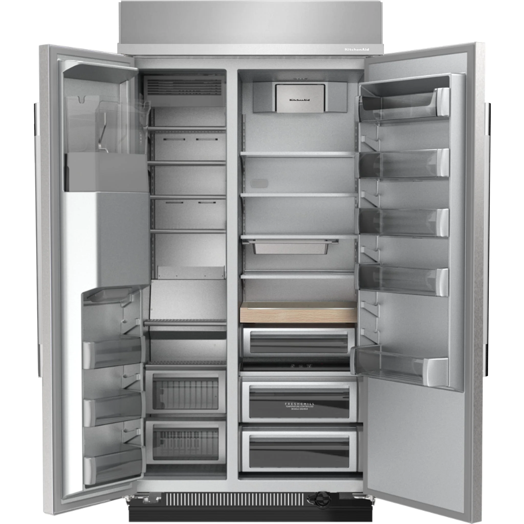 KitchenAid 29.4 Cu. Ft. 48" Built-In Side-by-Side Refrigerator features Exterior Water and Ice Dispenser with Measured Fill -Stainless Steel with PrintShield™ Finish (KBSD748SPS) - Image 2