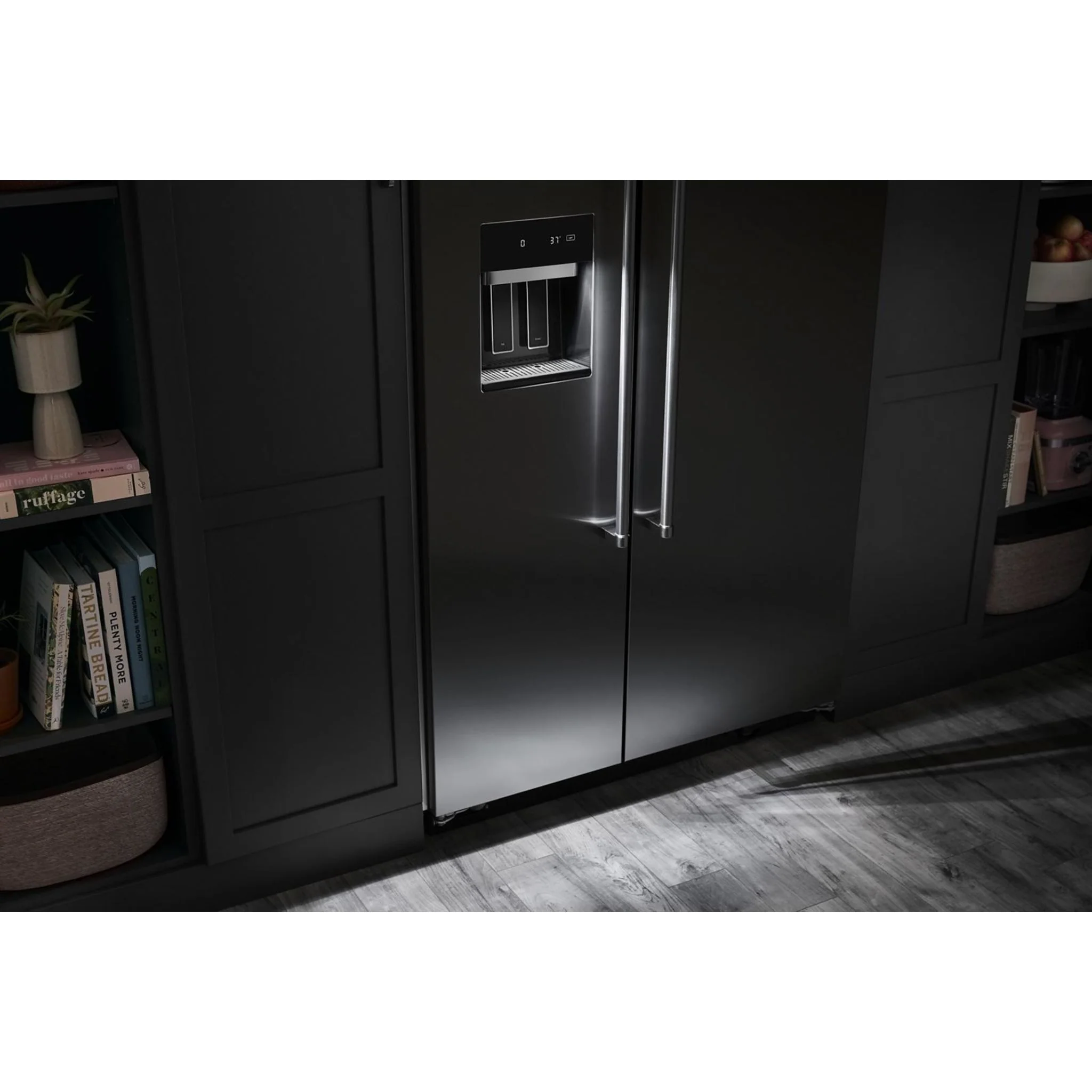 KitchenAid 29.4 cu.ft. 48" Built-In Side-by-Side Refrigerator with Ice and Water Dispenser - Black Stainless Steel with PrintShield™ Finish (KBSD708MBS) - Image 5