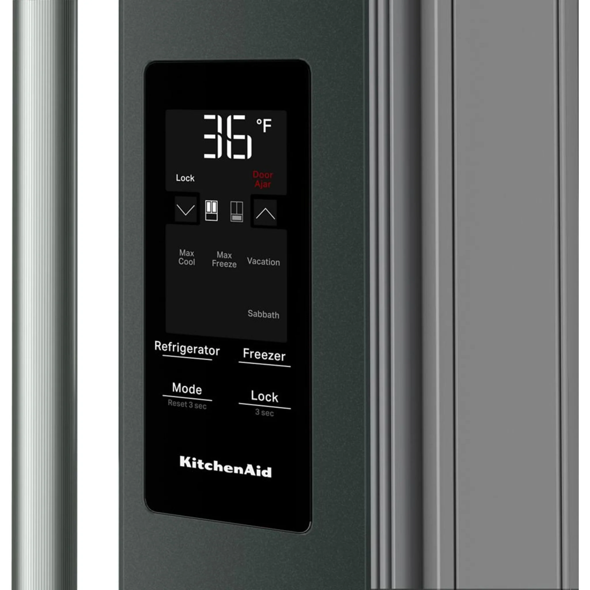KitchenAid 29 cu. ft. French Door Refrigerator with Exterior Water and Ice and FreshChillFull-Width Refrigerated Drawer - Juniper (KRMF436SJP) - Image 10