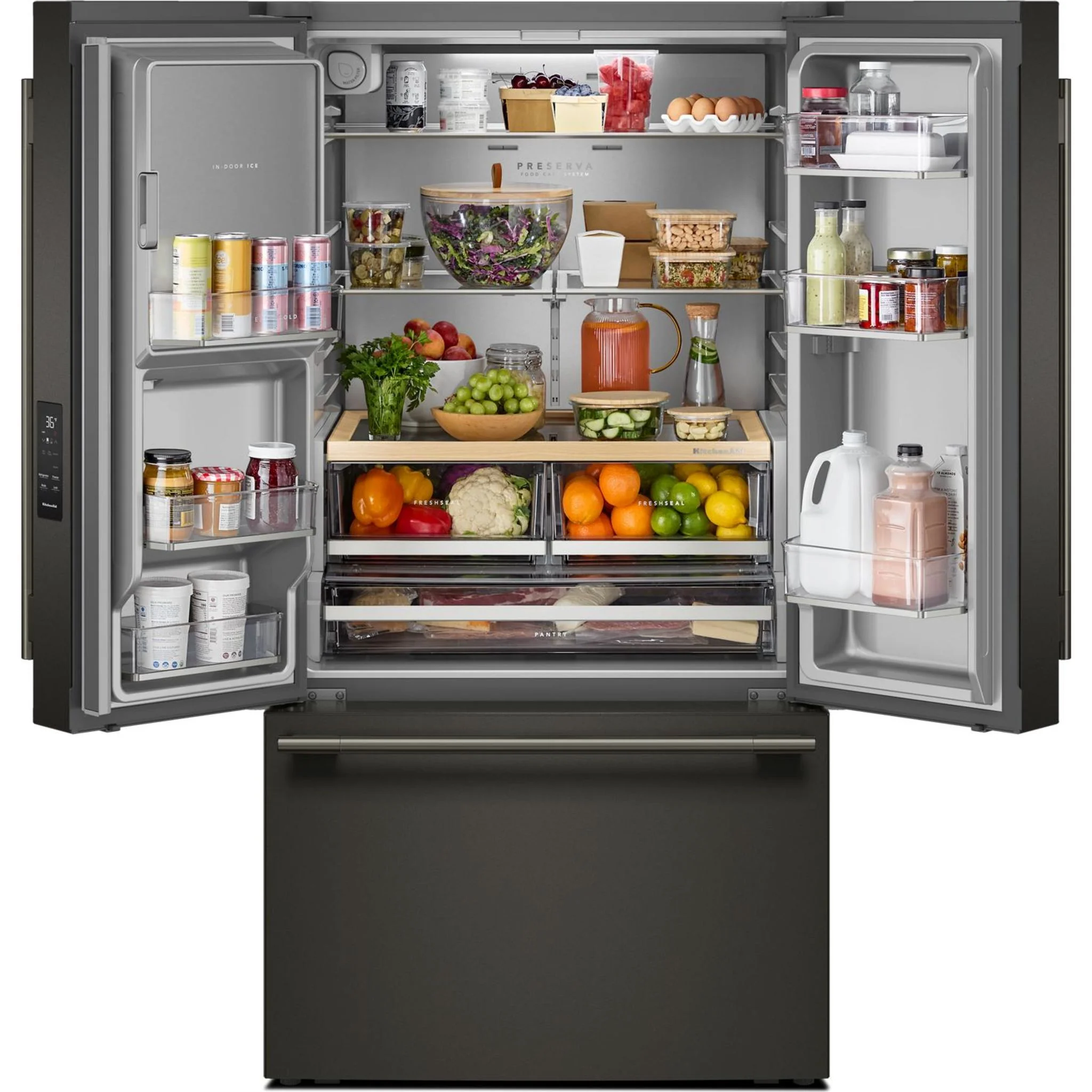 KitchenAid 30 cu. ft. French Door Refrigerator with Exterior Water and Ice - Black Ore (KRFF436SBE) - Image 4