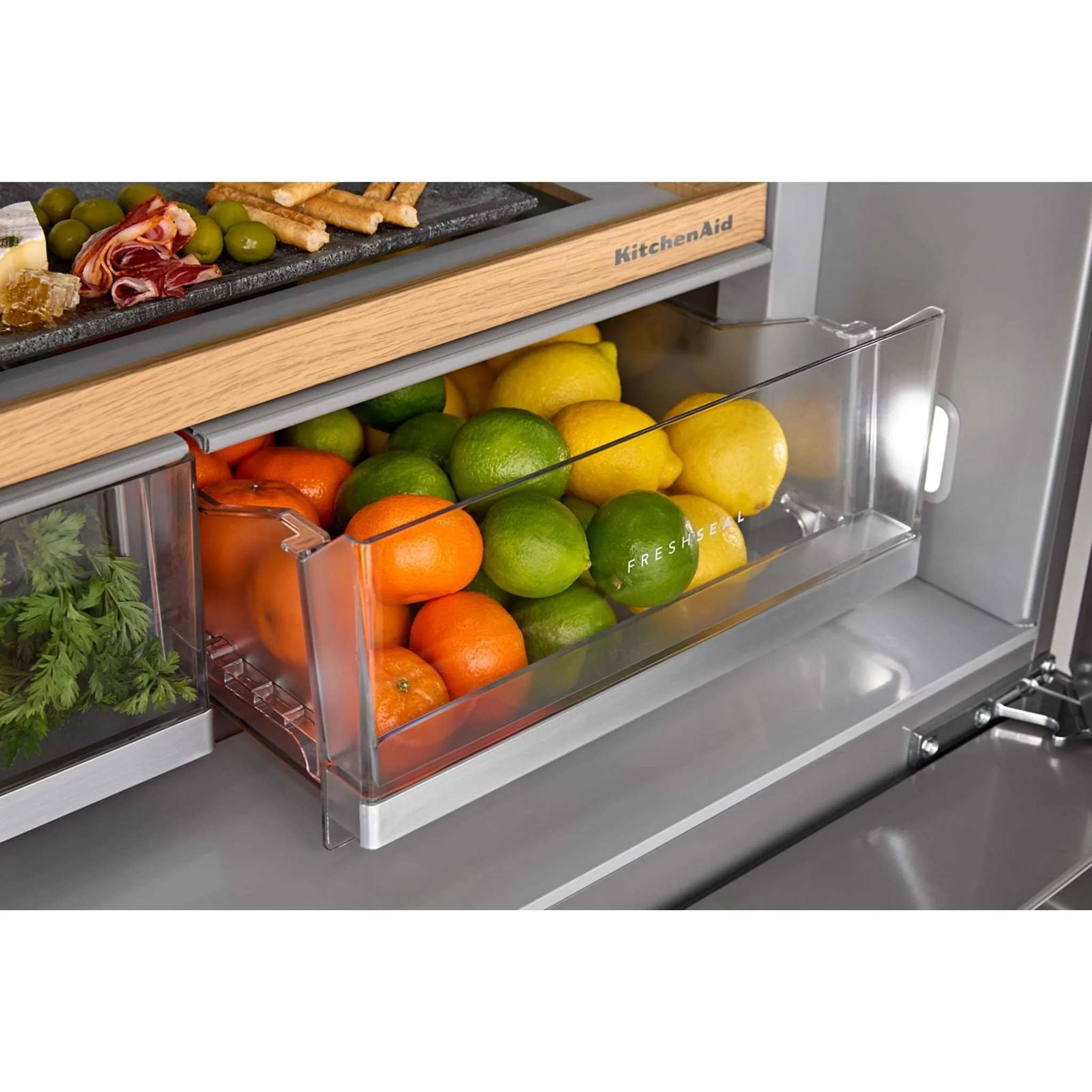 KitchenAid 30 cu. ft. French Door Refrigerator with Interior Water and Ice and FreshChillFull-Width Refrigerated Drawer - PrintShield Stainless (KRMF336SPS) - Image 19