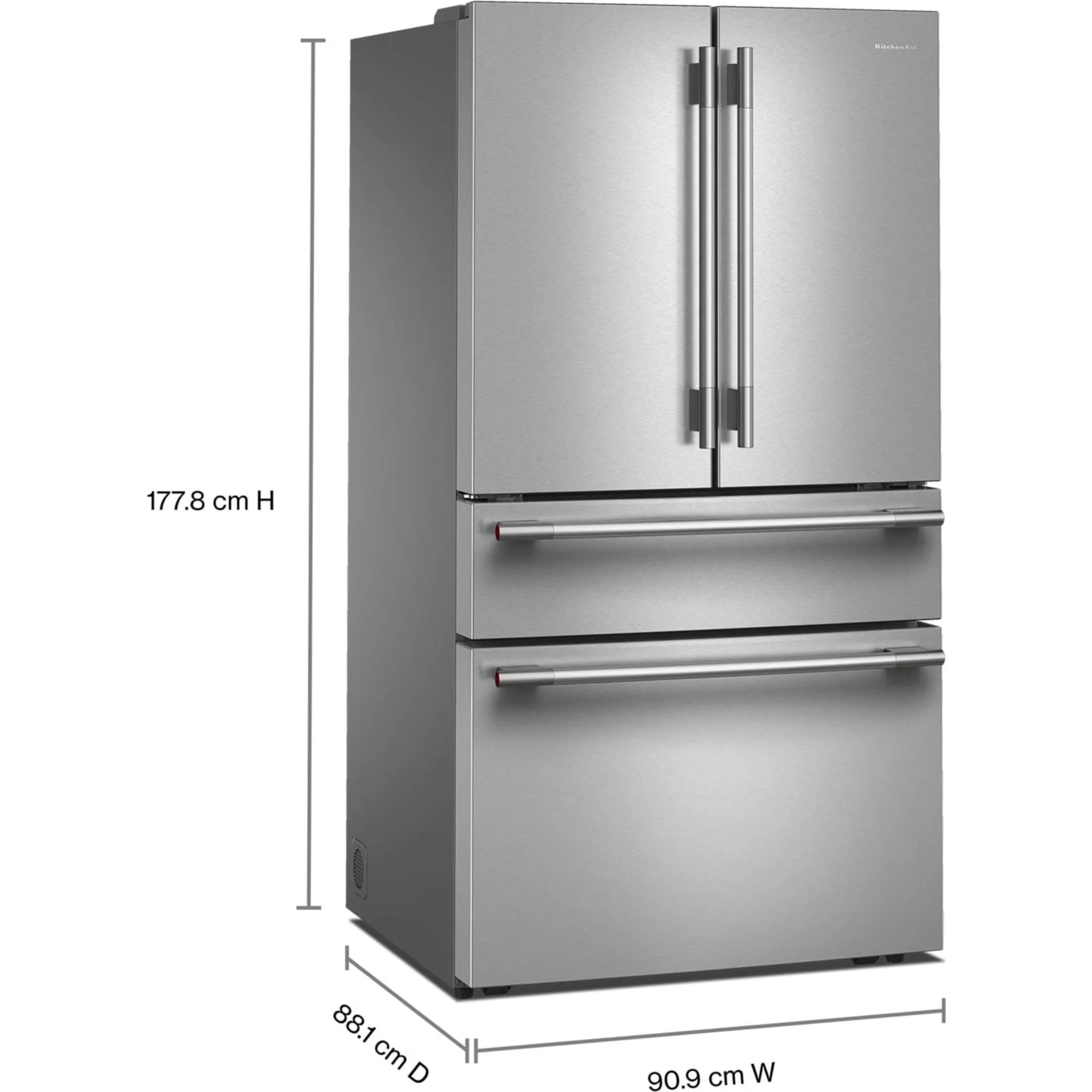 KitchenAid 30 cu. ft. French Door Refrigerator with Interior Water and Ice and FreshChillFull-Width Refrigerated Drawer - PrintShield Stainless (KRMF336SPS) - Image 3