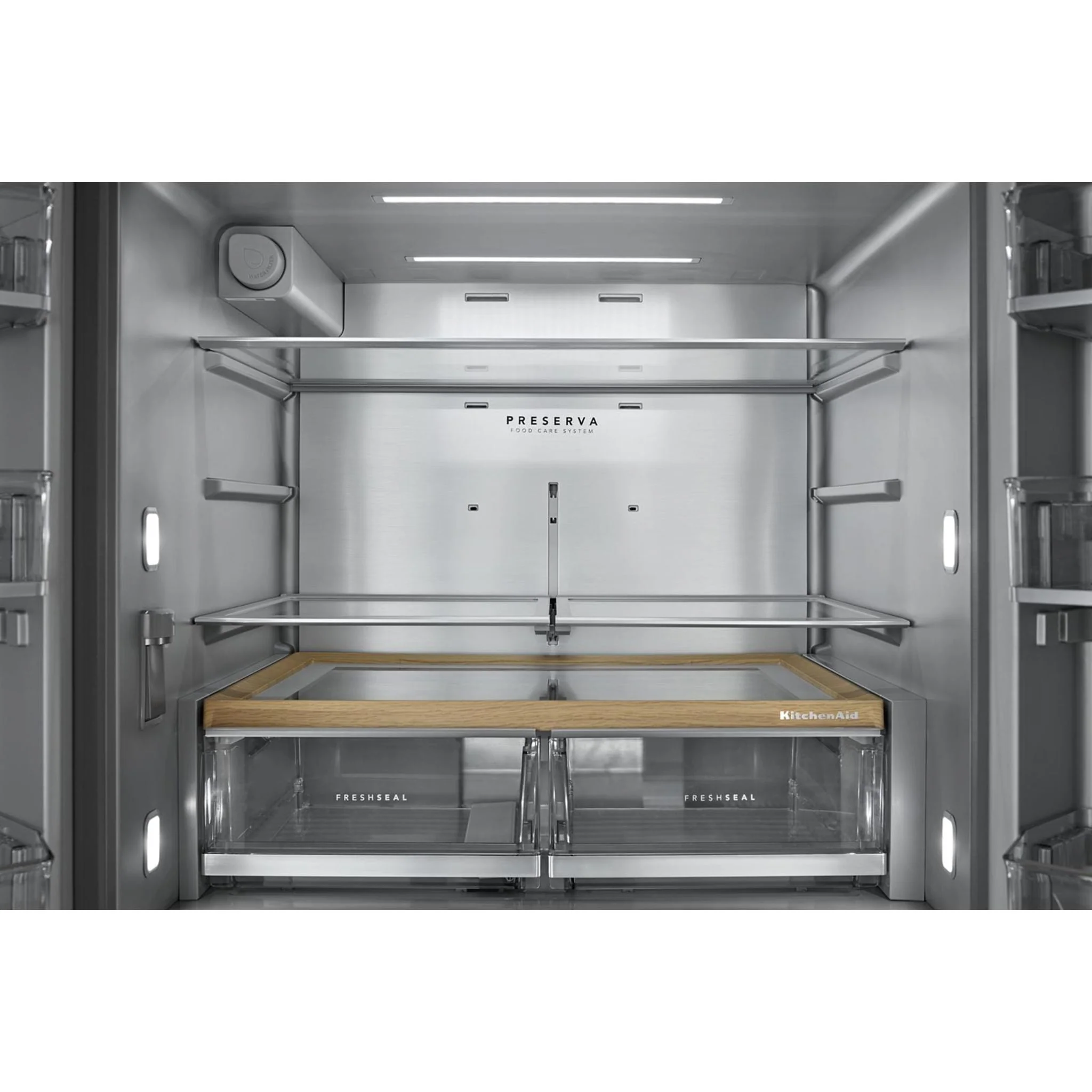KitchenAid 30 cu. ft. French Door Refrigerator with Interior Water and Ice and FreshChillFull-Width Refrigerated Drawer - PrintShield Stainless (KRMF336SPS) - Image 6