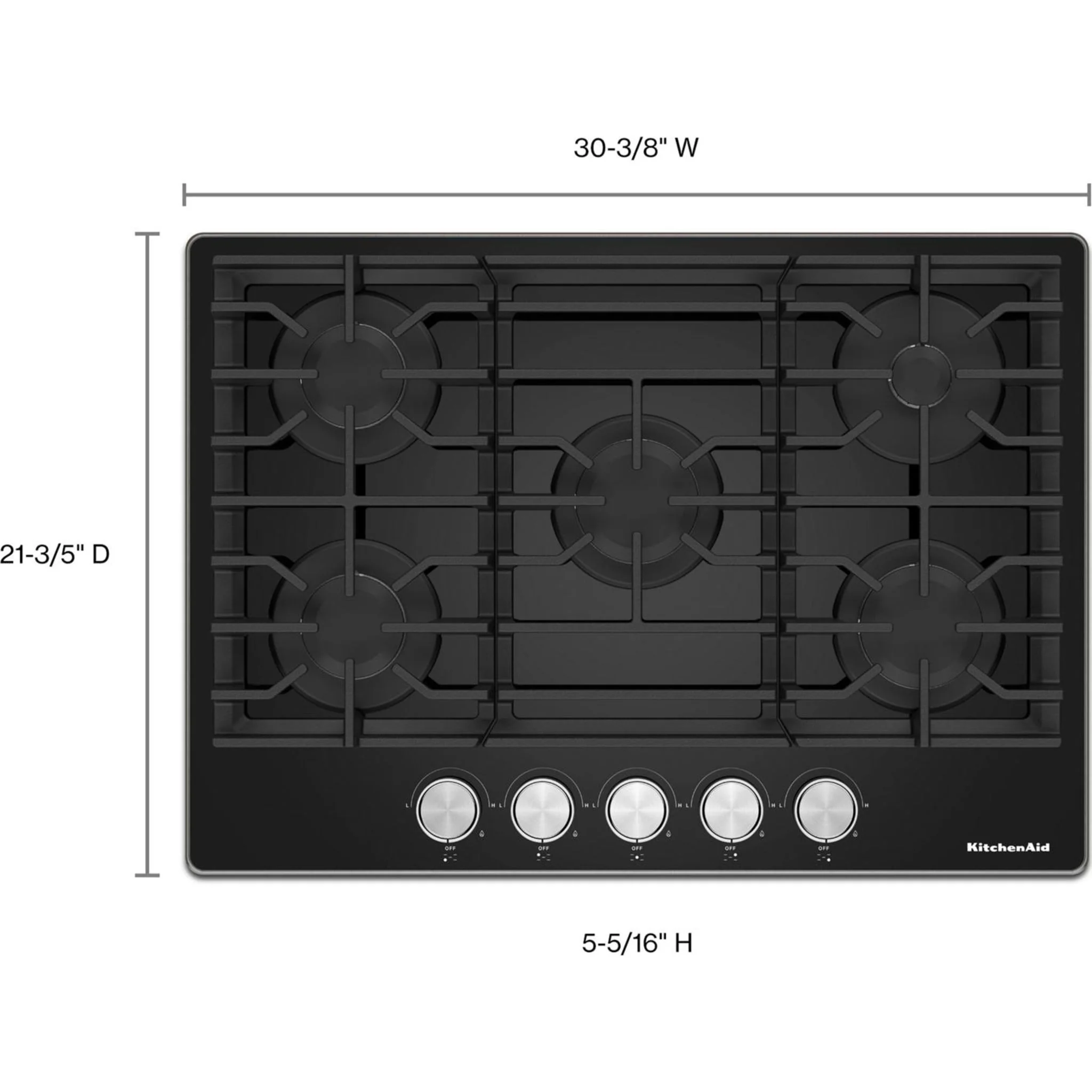 KitchenAid 30" Gas-on-Glass Cooktop -Black (KCGG530PBL) - Image 8
