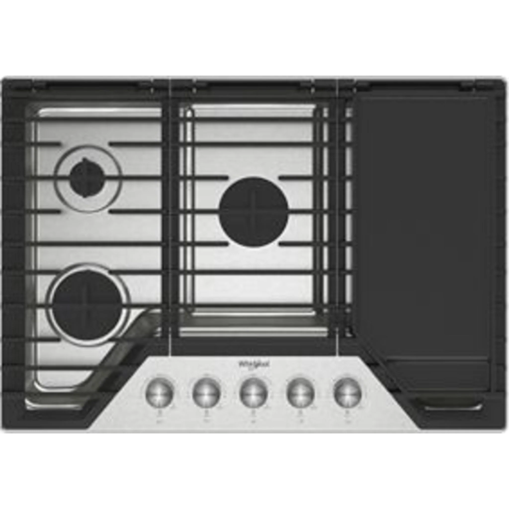 Whirlpool 30-inch Gas Cooktop with 2-in-1 Hinged Grate to Griddle -Stainless Steel (WCGK7530PS) - Image 11