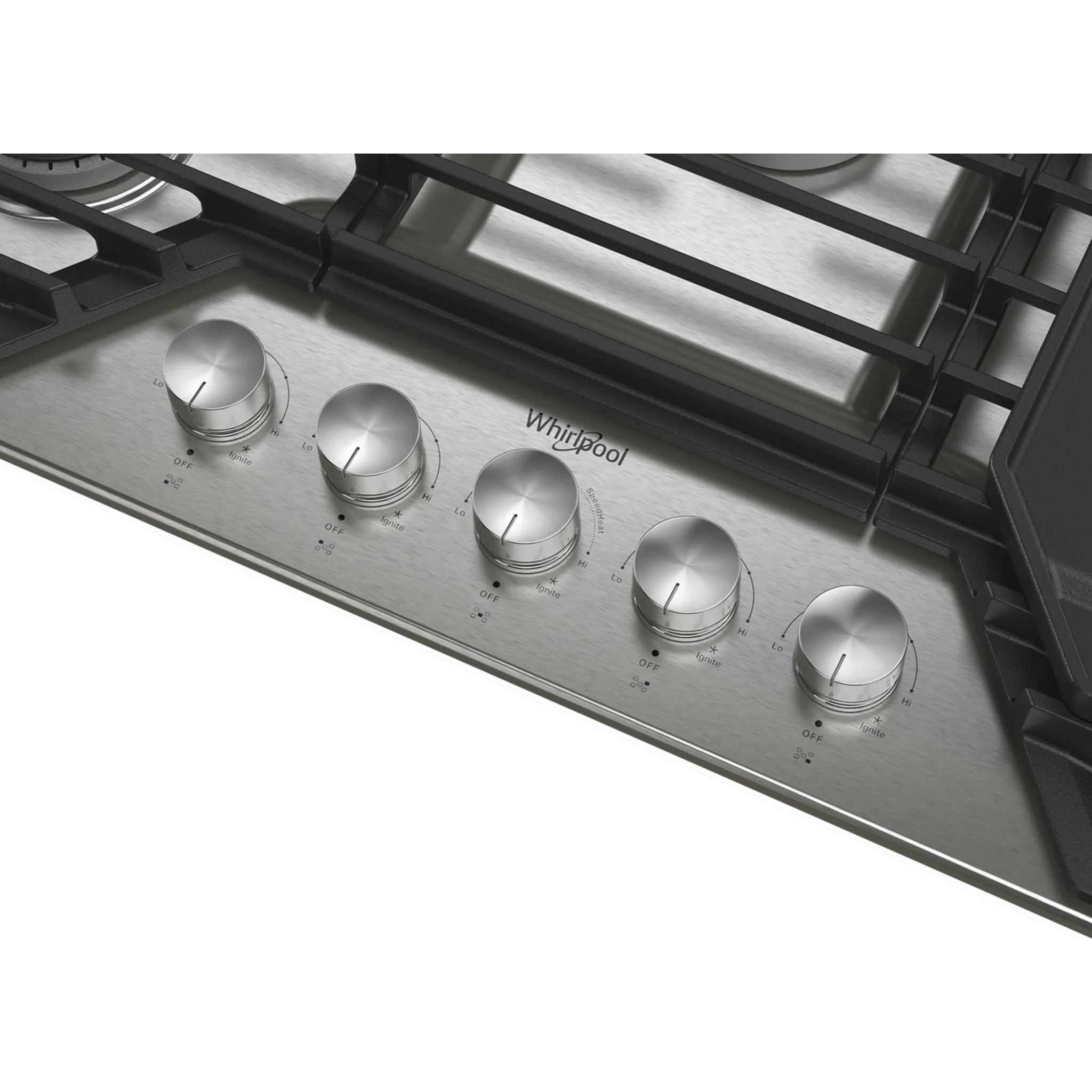 Whirlpool 30-inch Gas Cooktop with 2-in-1 Hinged Grate to Griddle -Stainless Steel (WCGK7530PS) - Image 4
