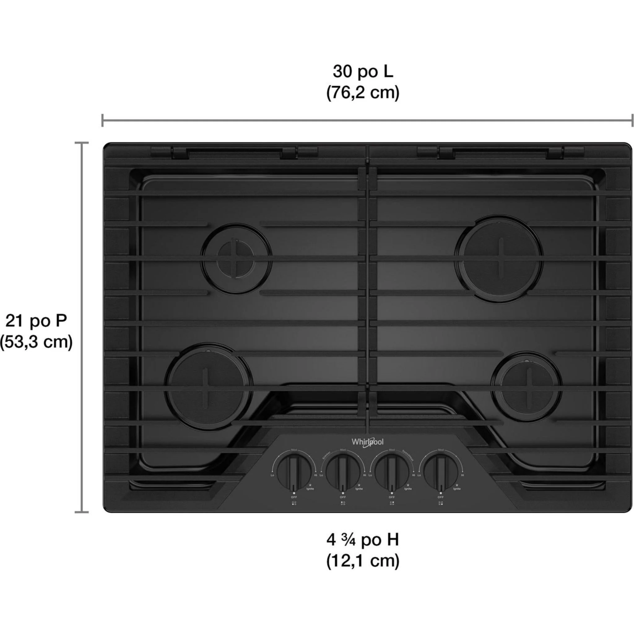 Whirlpool 30-inch Gas Cooktop with EZ-2-LiftHinged Cast-Iron Grates -Black (WCGK5030PB) - Image 10