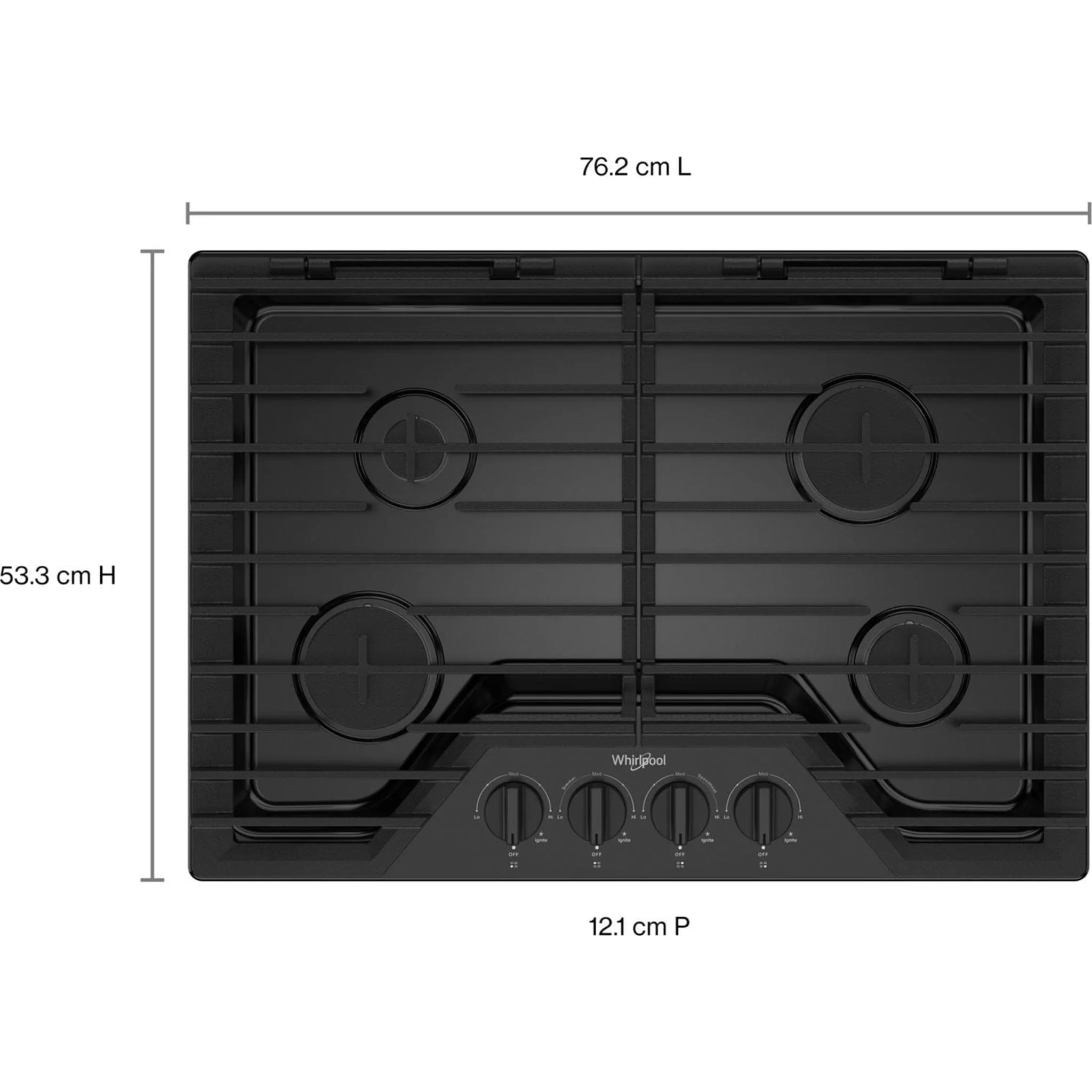 Whirlpool 30-inch Gas Cooktop with EZ-2-LiftHinged Cast-Iron Grates -Black (WCGK5030PB) - Image 15