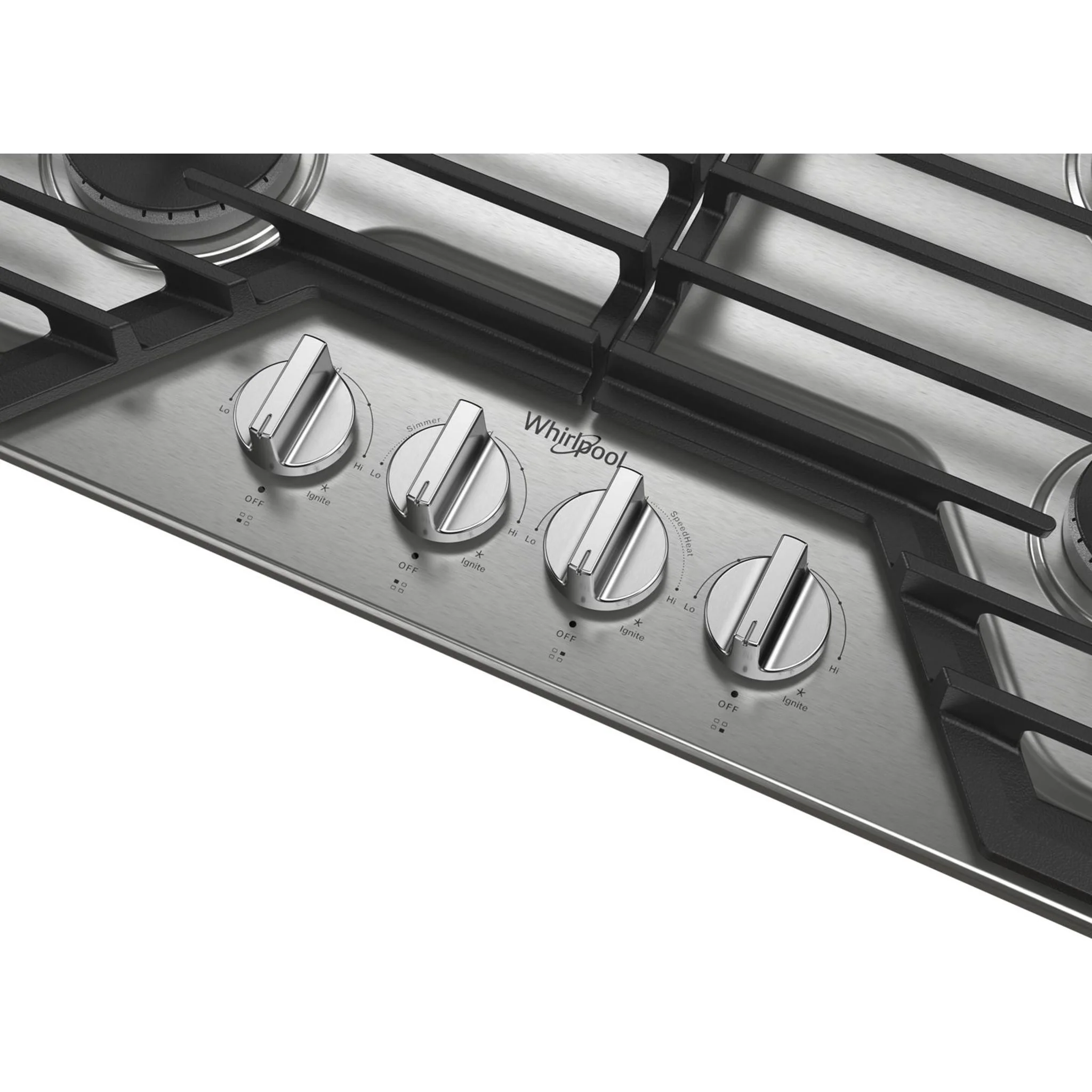 Whirlpool 30-inch Gas Cooktop with EZ-2-LiftHinged Cast-Iron Grates -Stainless Steel (WCGK5030PS) - Image 3