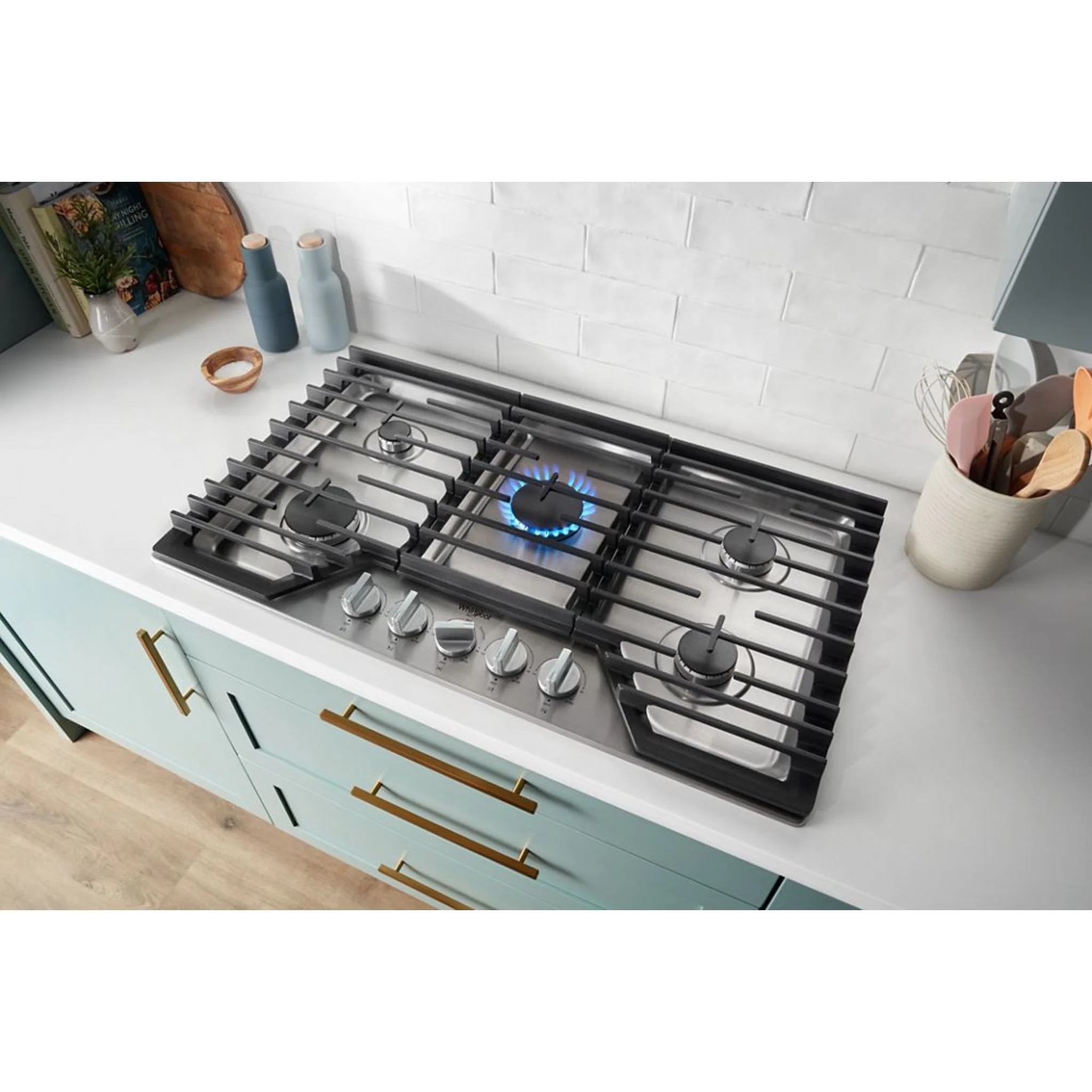 Whirlpool 30-inch Gas Cooktop with Fifth Burner -Stainless Steel (WCGK7030PS) - Image 3