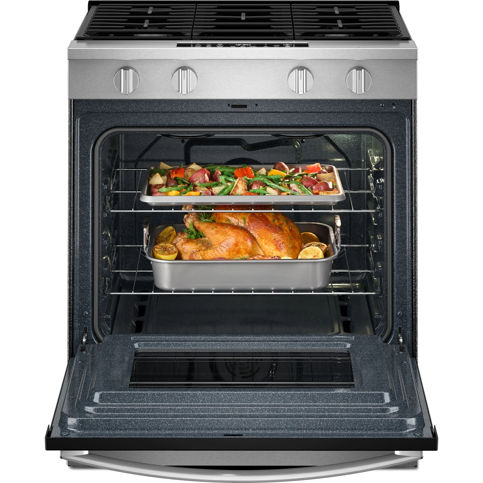 Whirlpool 30-inch Gas Smart Range with Air Cooking Technology and Steam Clean - Fingerprint Resistant Stainless Steel (WSGS4530TZ) - Image 6
