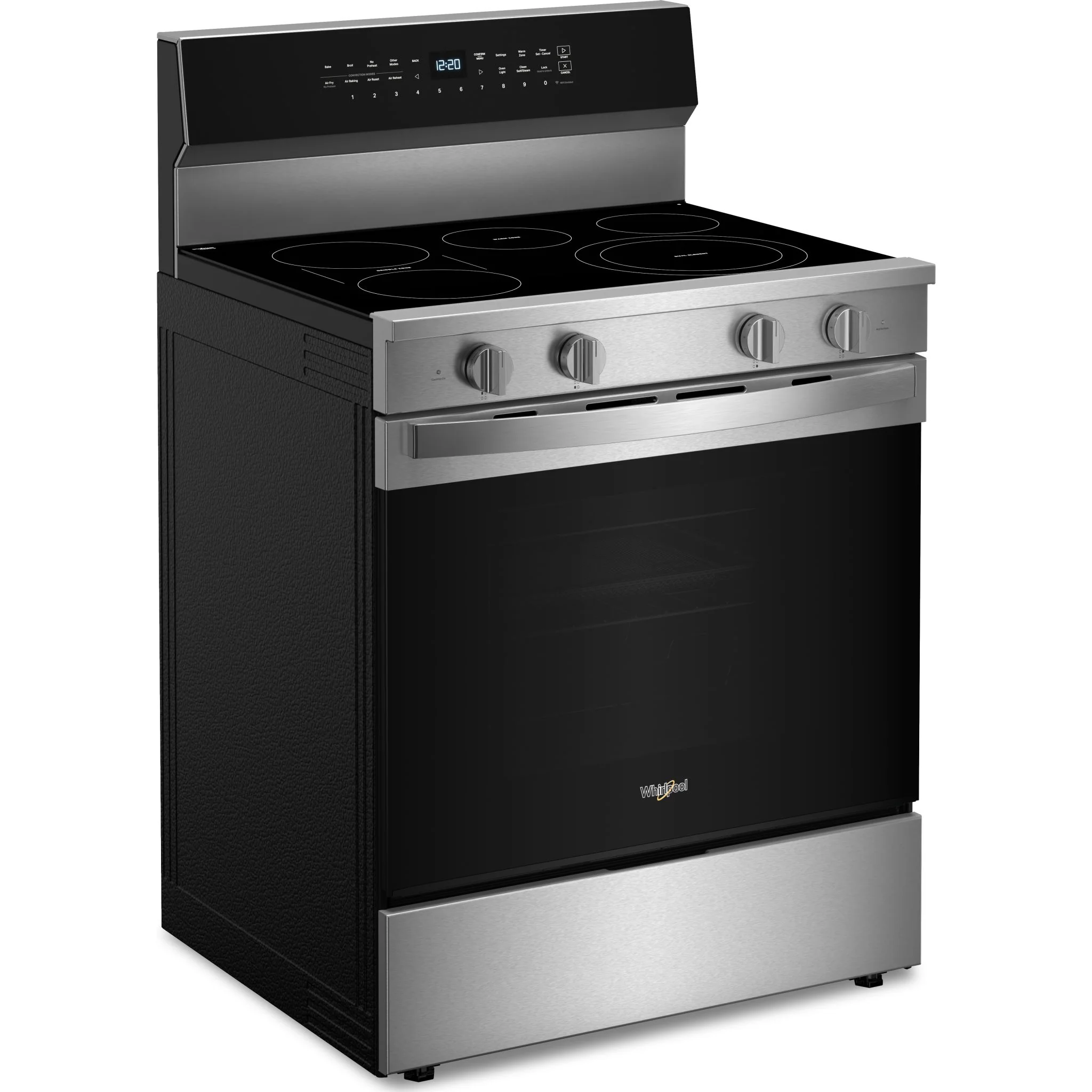 Whirlpool 30-inch Smart Electric Range with Air Cooking Technology, WipeCleanCoating, Steam/Self Cleaning, Rapid Preheat 5.3 CuFt Capacity -Fingerprint Resistant Stainless Steel (YWFES7530RZ) - Image 2